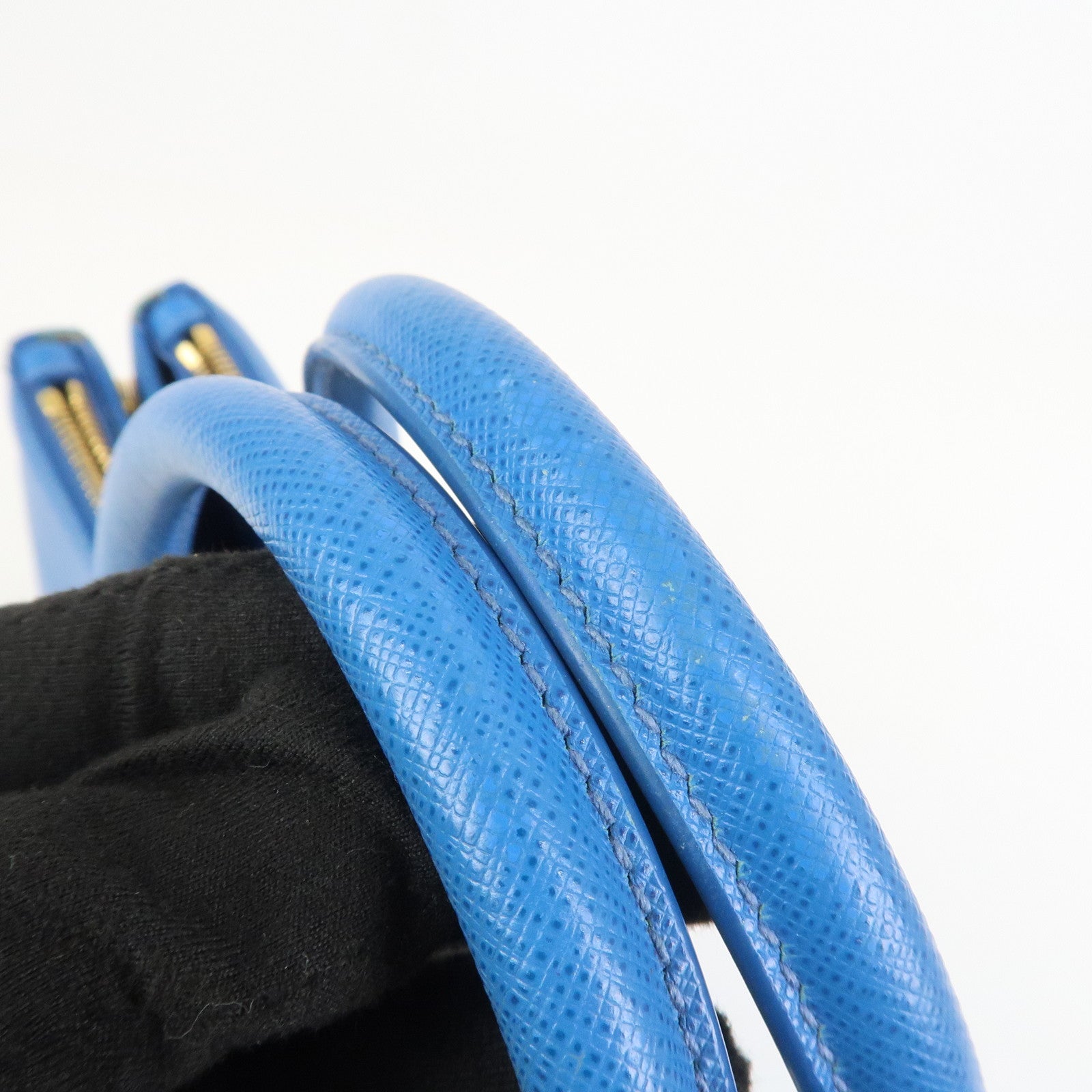 PRADA Triangle Logo Galleria Saffiano Leather 2Way Bag Blue 1BA274