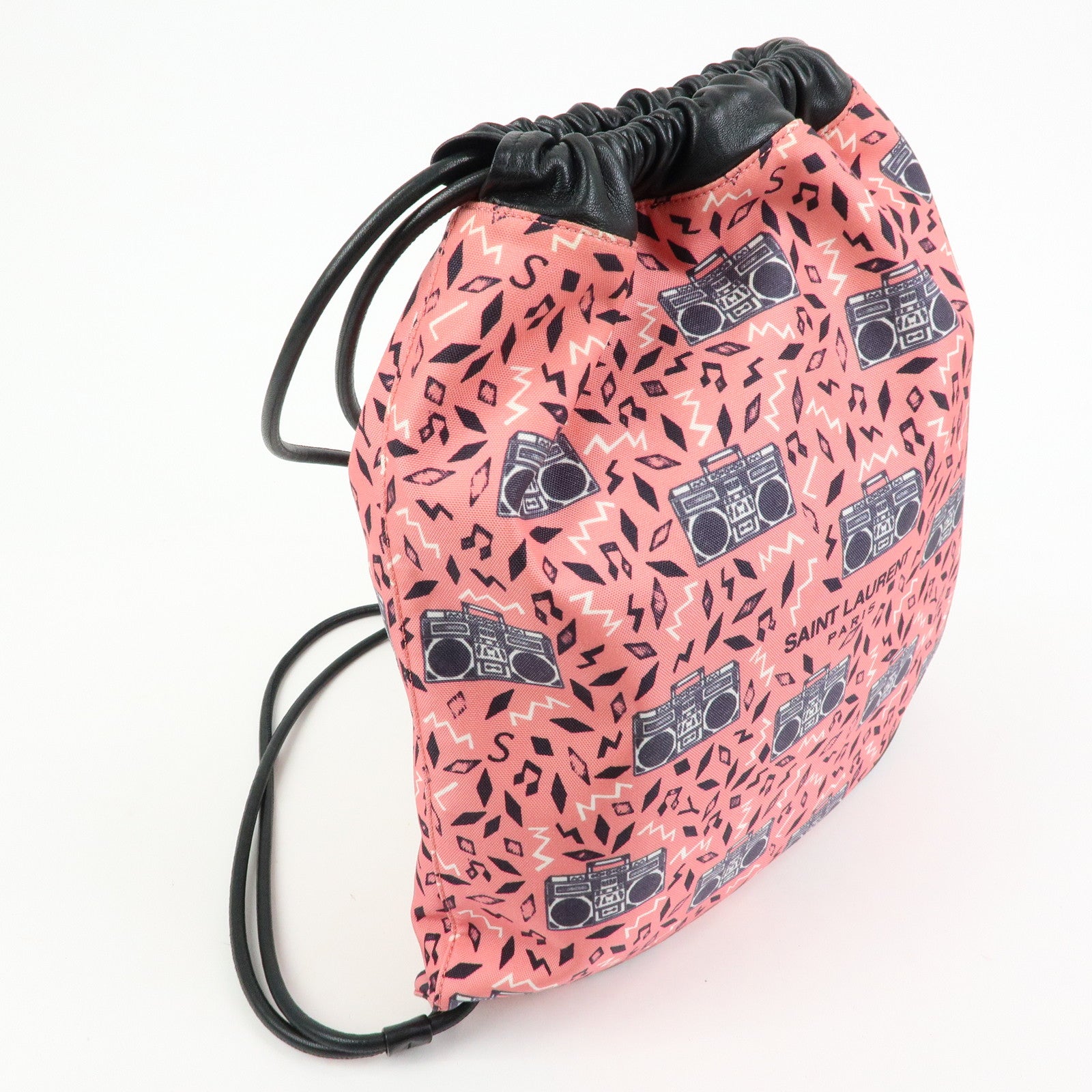 SAINT LAURENT PARIS Canvas Lamb Skin Teddy Bag Backpack Pink 553919