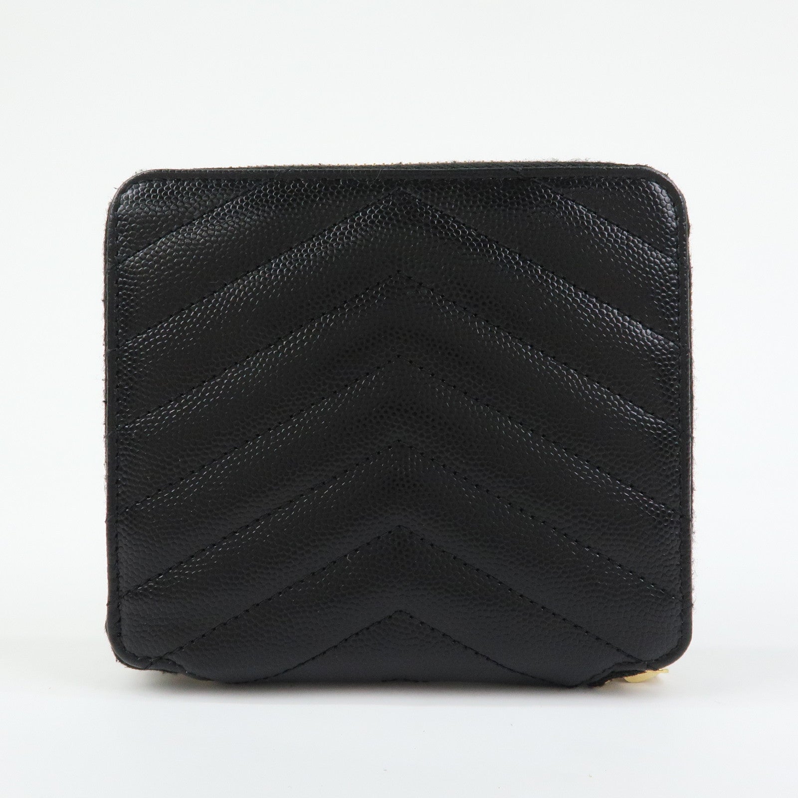 SAINT LAURENT PARIS Cassandra Leather Compact Wallet Black