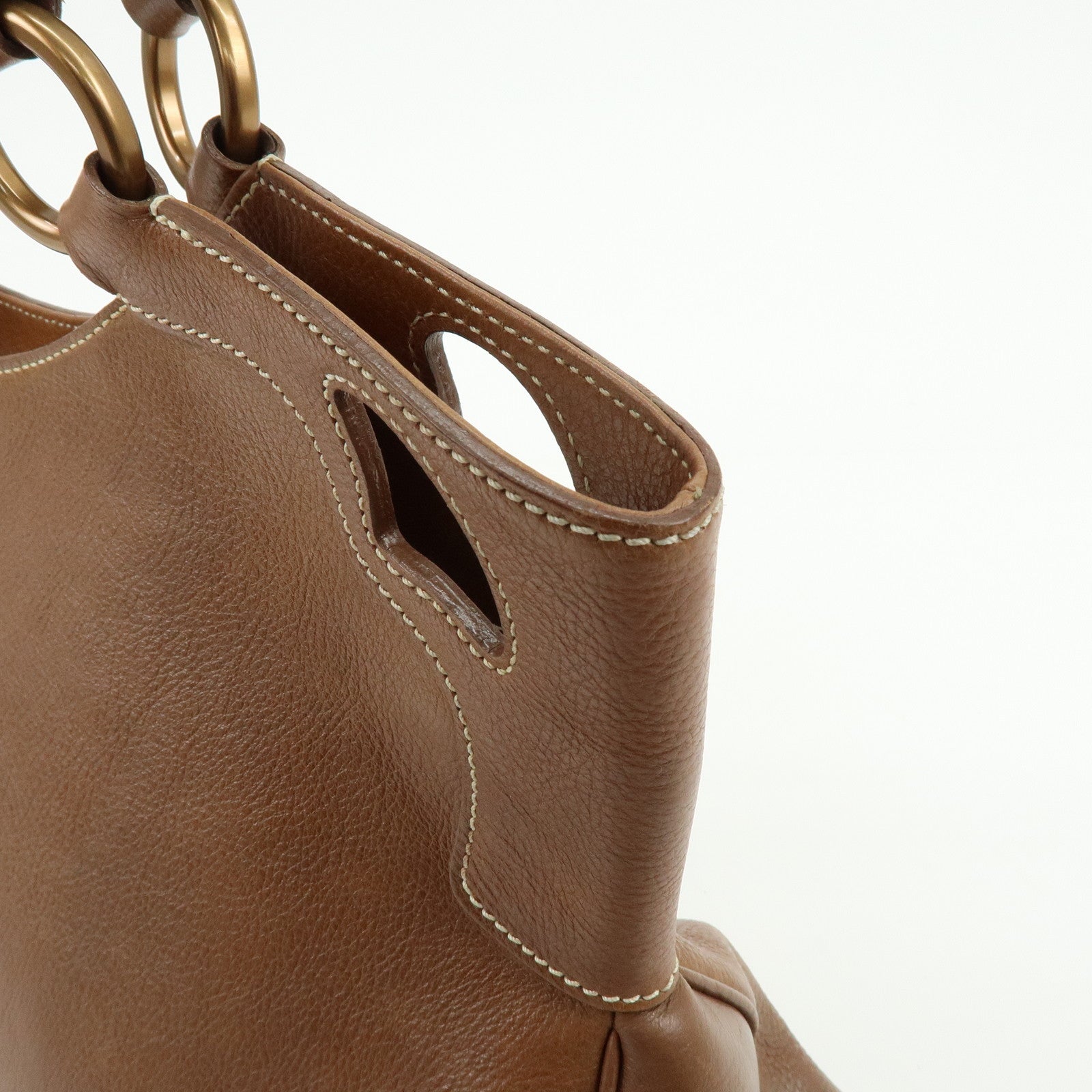 Cartier Marcello de Cartier Leather Hand Bag Tote Bag Brown