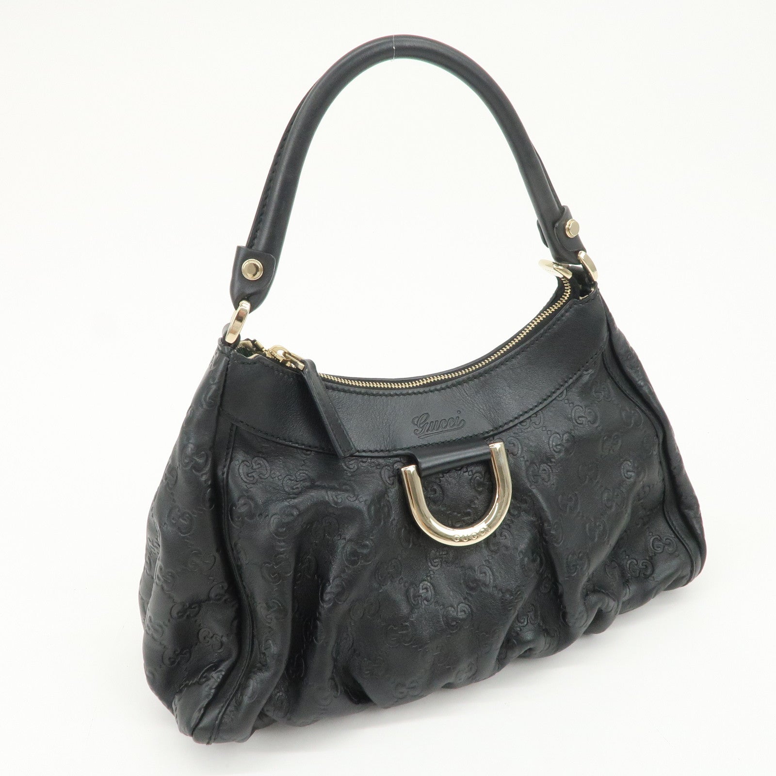 GUCCI Abbey Guccissima Leather Shoulder Bag Hand Bag Black 190525