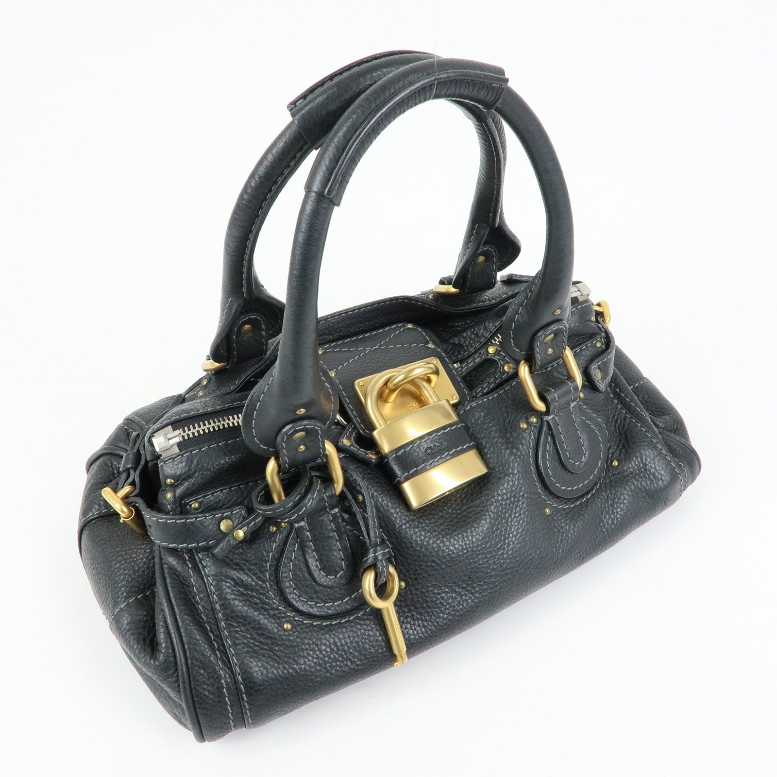 Chloe Paddington Leather Tote Bag Shoulder Bag Hand Bag Black