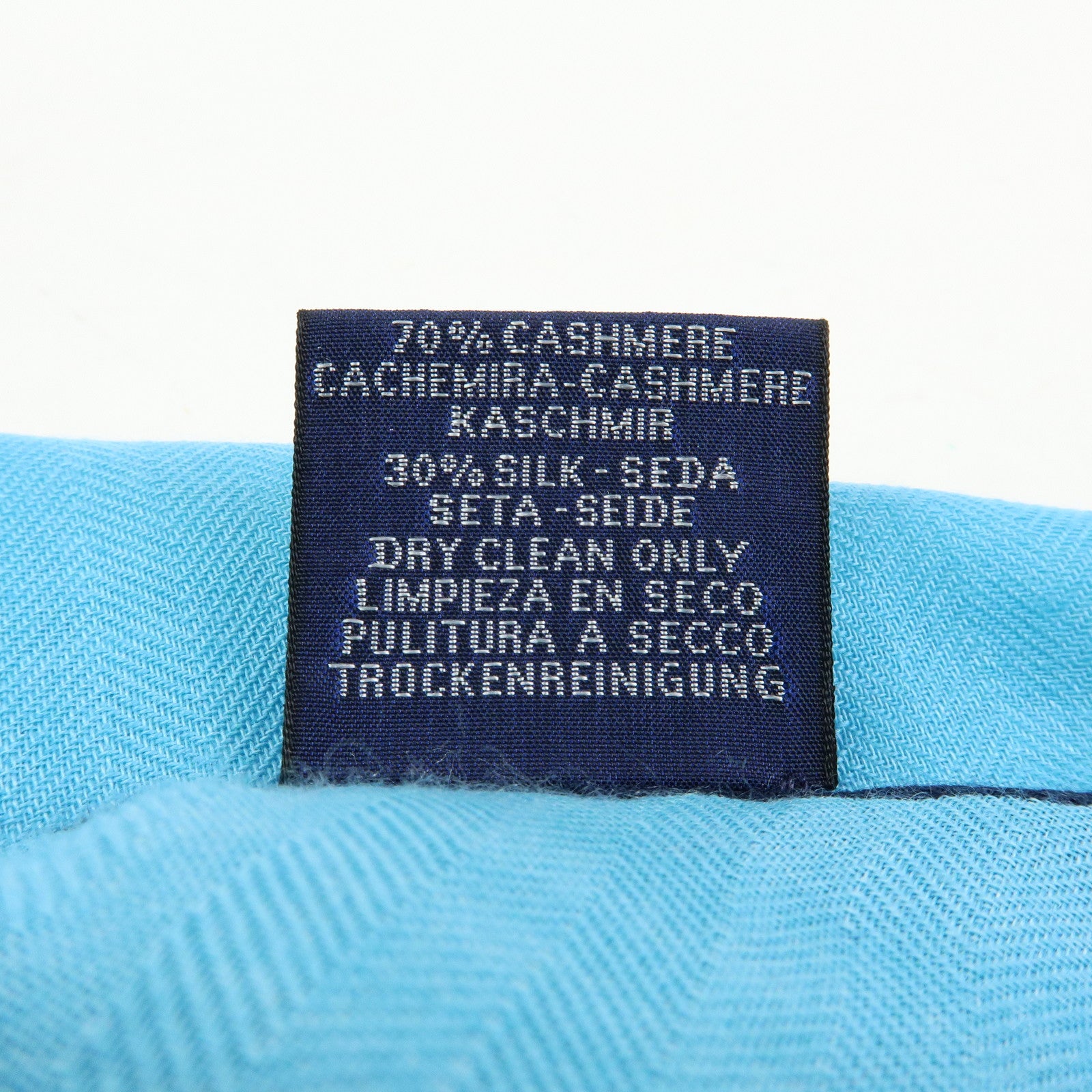 HERMES Cashmere Silk Rosange PM Scarf Blue