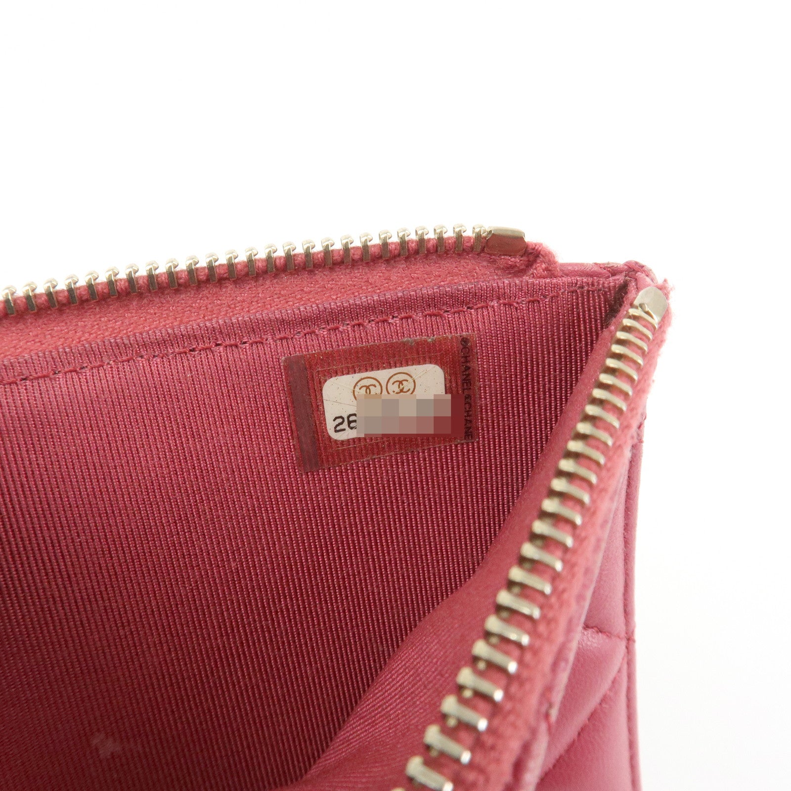 CHANEL COCO Mark Matelasse Lamb Skin Card Fragment Case Pink AP0225