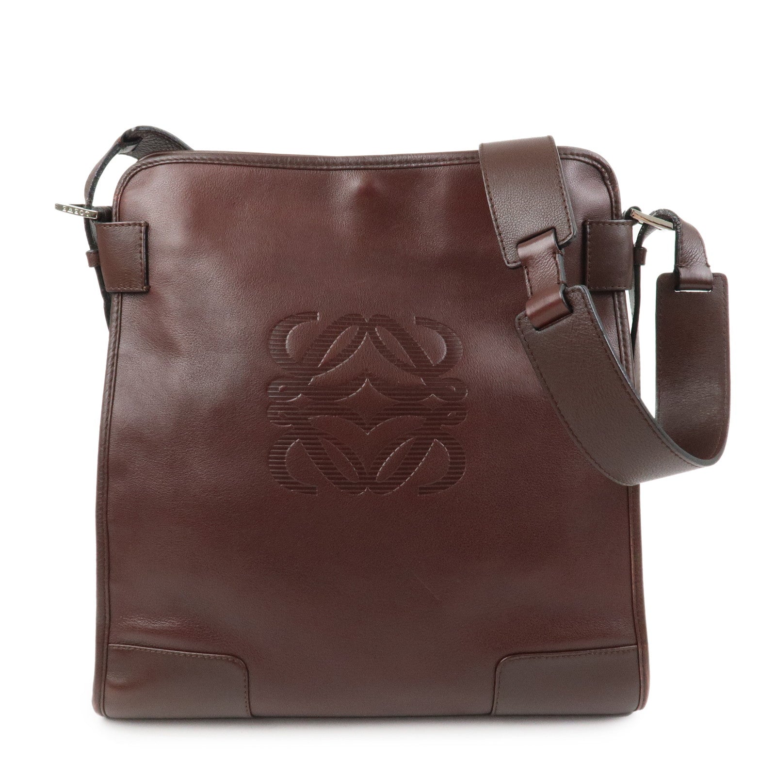 LOEWE Anagram Logo Leather Shoulder Bag Crossbody Bag Brown