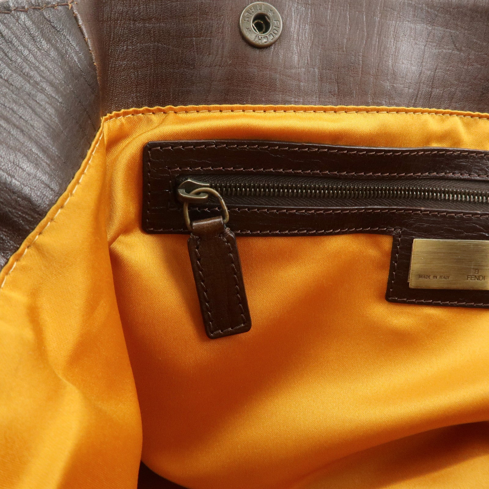 FENDI Etonico Denim Leather Tote Bag Shoulder Bag Brown 8BN162