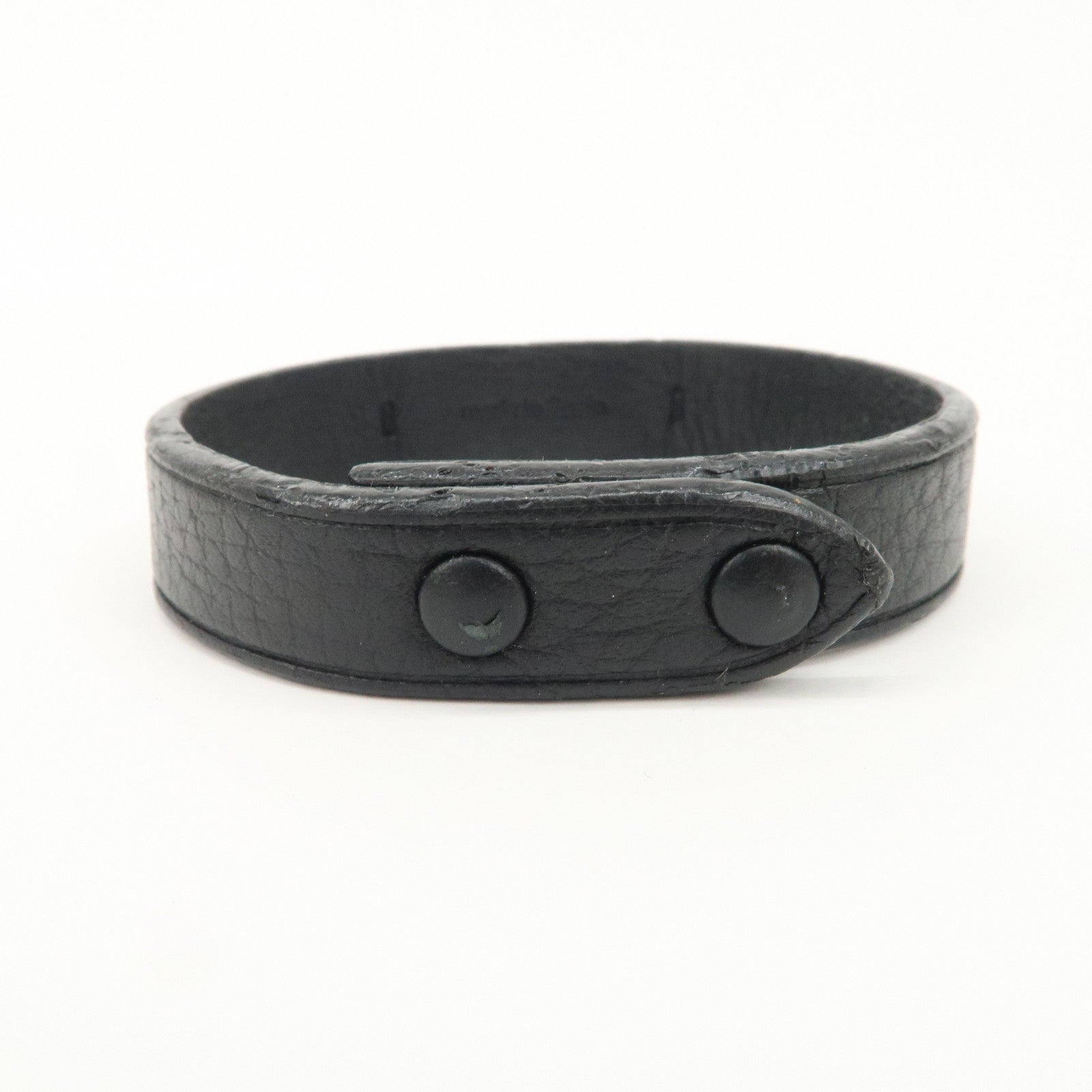 Louis Vuitton Leather Metal Bracelet Pression Black M6512