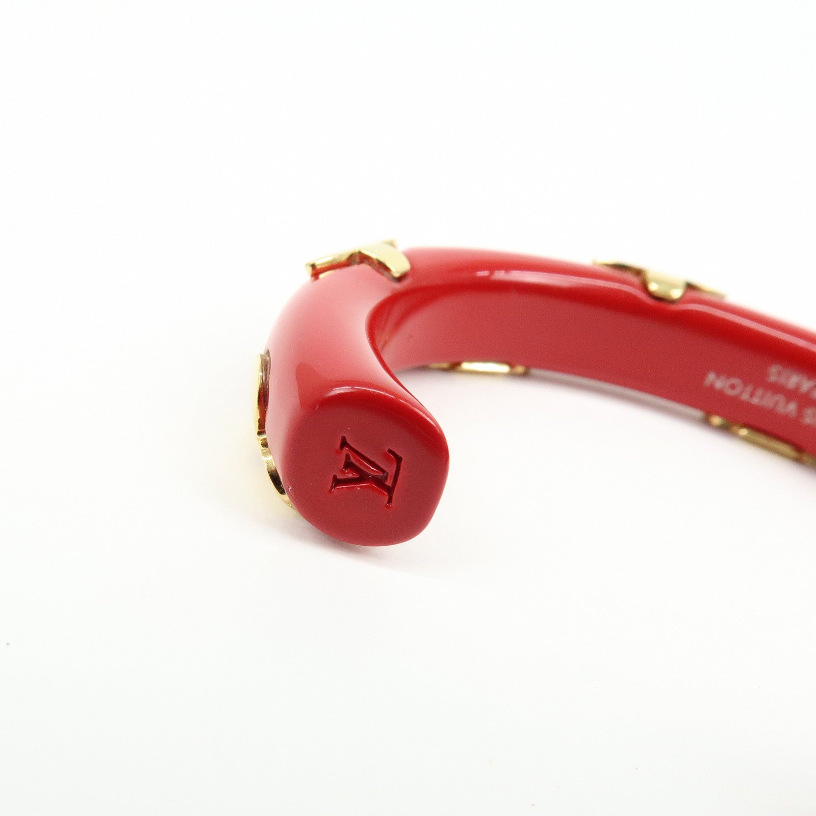Louis Vuitton Monogram Ceramic Metal Bracelet Bangle Red Gold