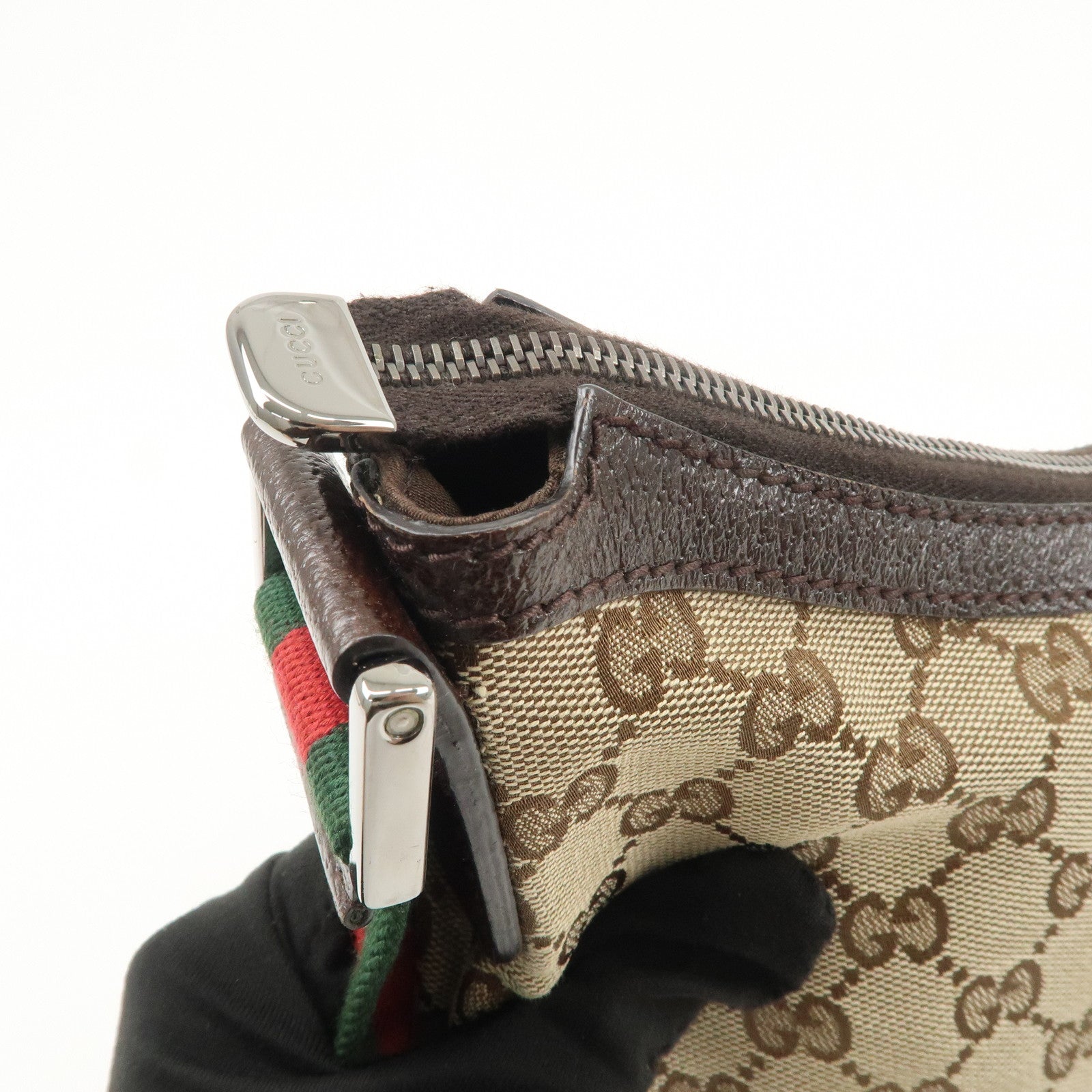 GUCCI Sherry GG Canvas Leather Shoulder Bag Beige Brown 181092