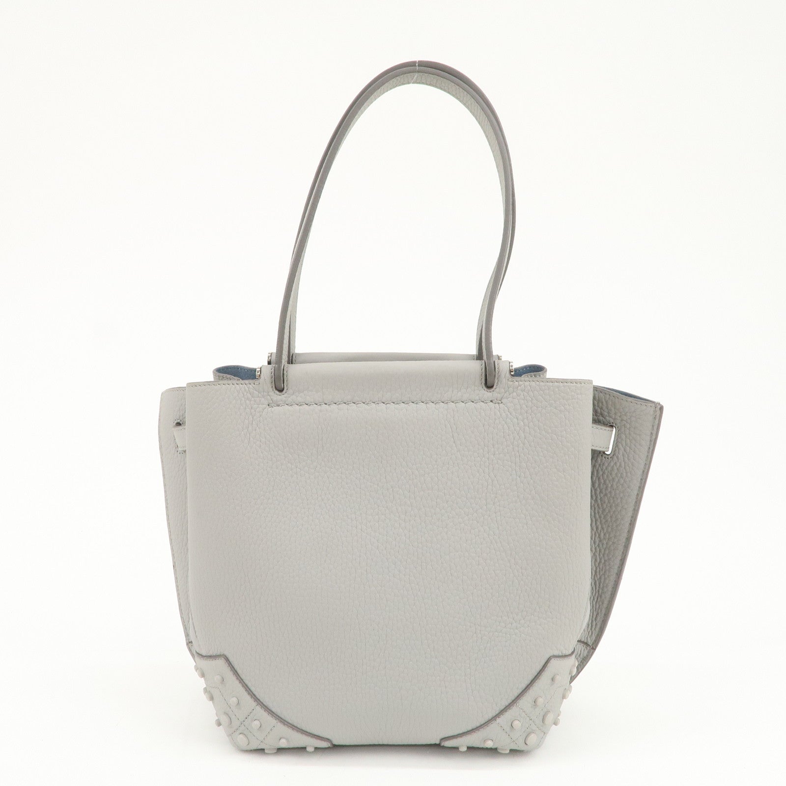 TOD’S Logo Leather Tote Bag Hand Bag Shoulder Bag Gray