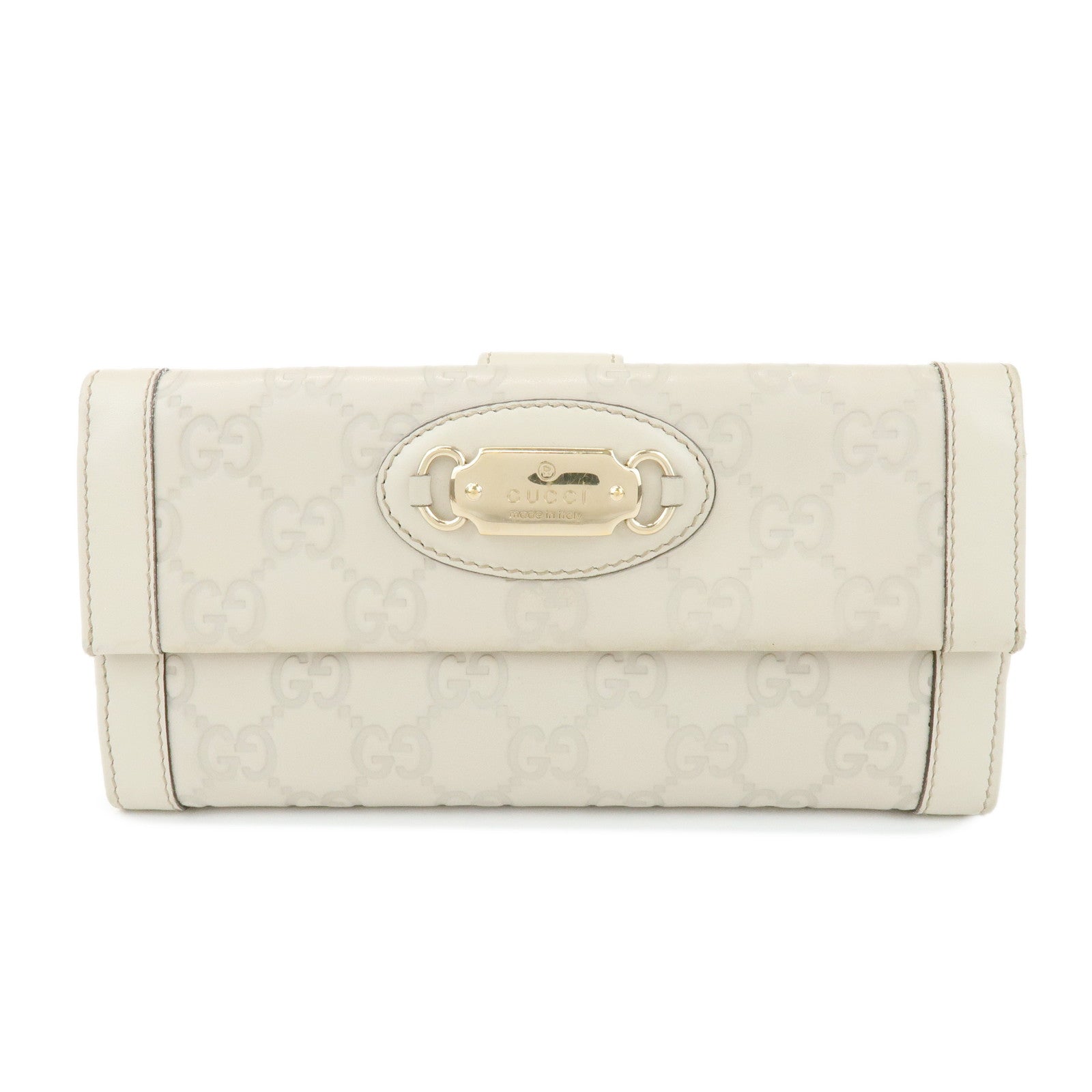 GUCCI Guccissima Leather Long Wallet Ivory Gold 146199