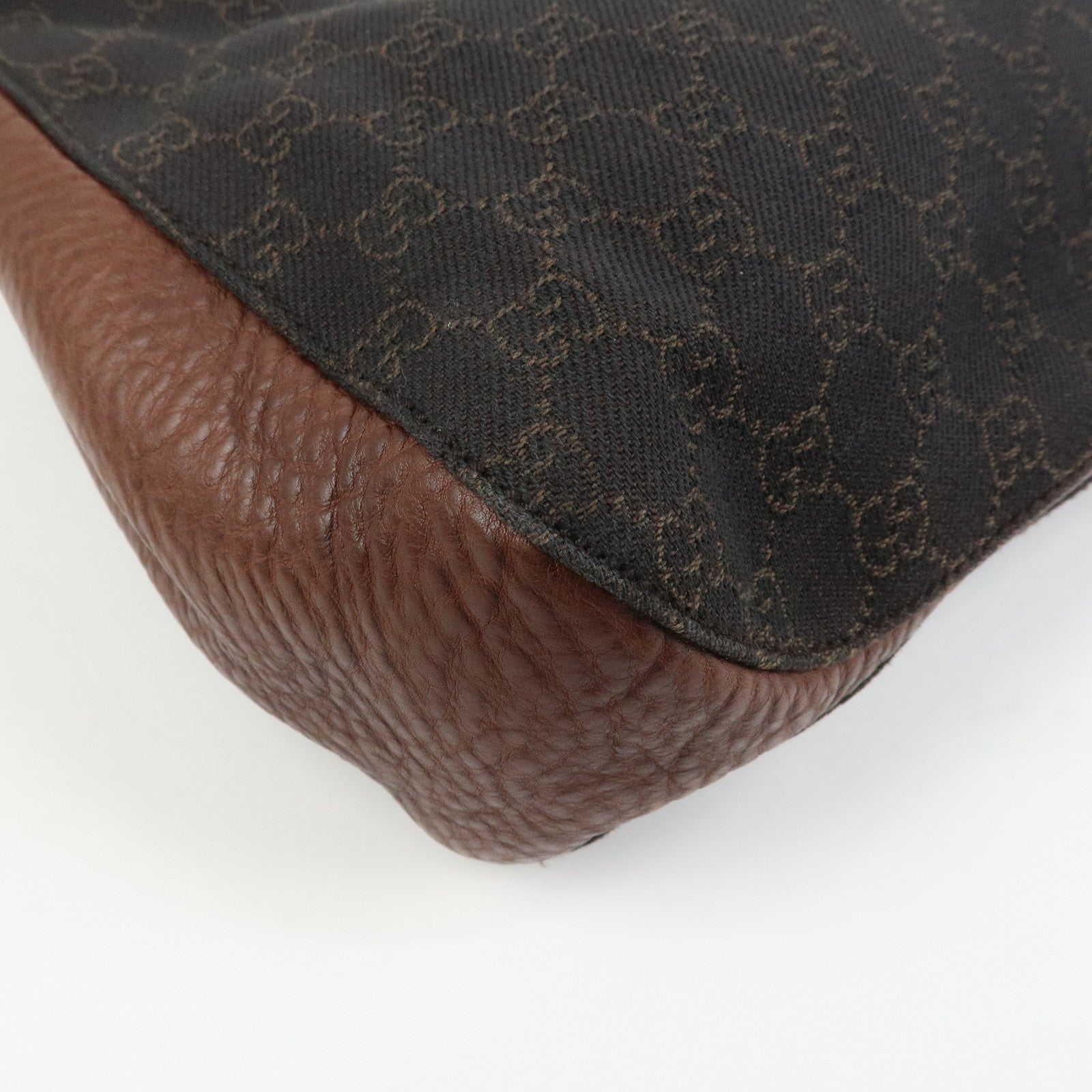 GUCCI Horsebit GG Canvas Leather Tote Bag Hand Bag Brown 101971