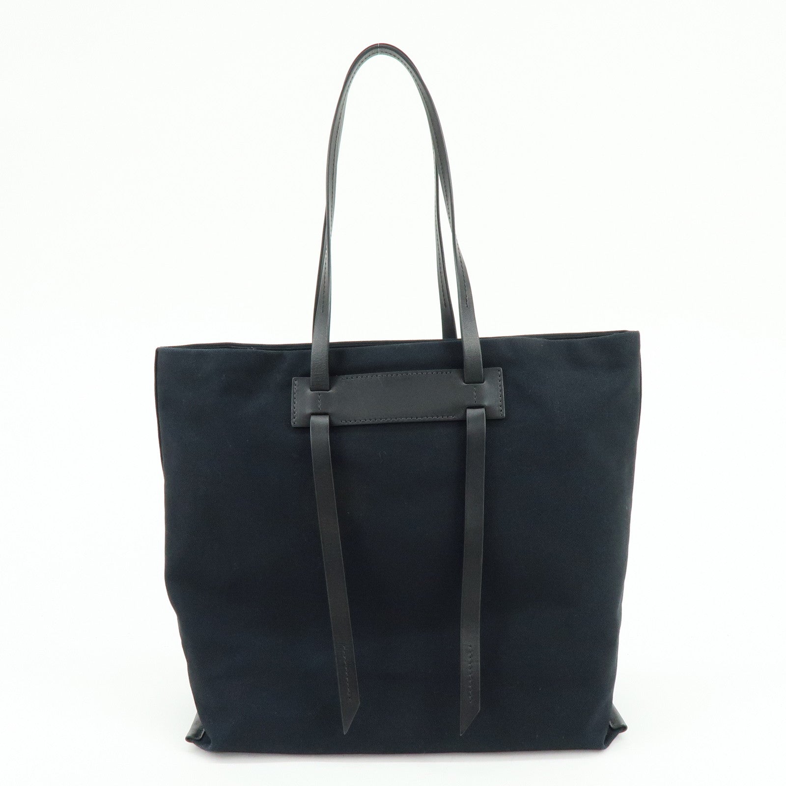 MIU MIU Canvas Leather Tote Bag Hand Bag Shoulder Bag Black