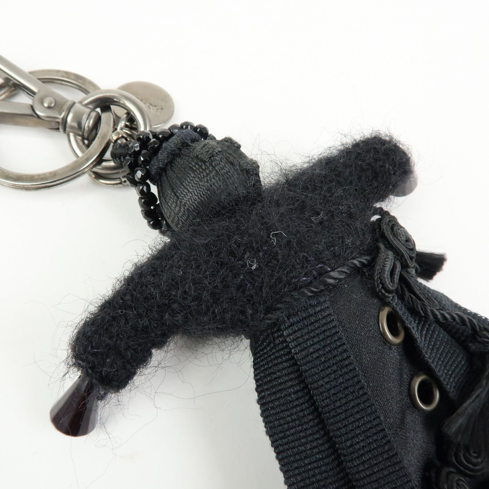 PRADA Set Of 2 Leather Metal Nylon Bag Charm Key Holder 2PP040