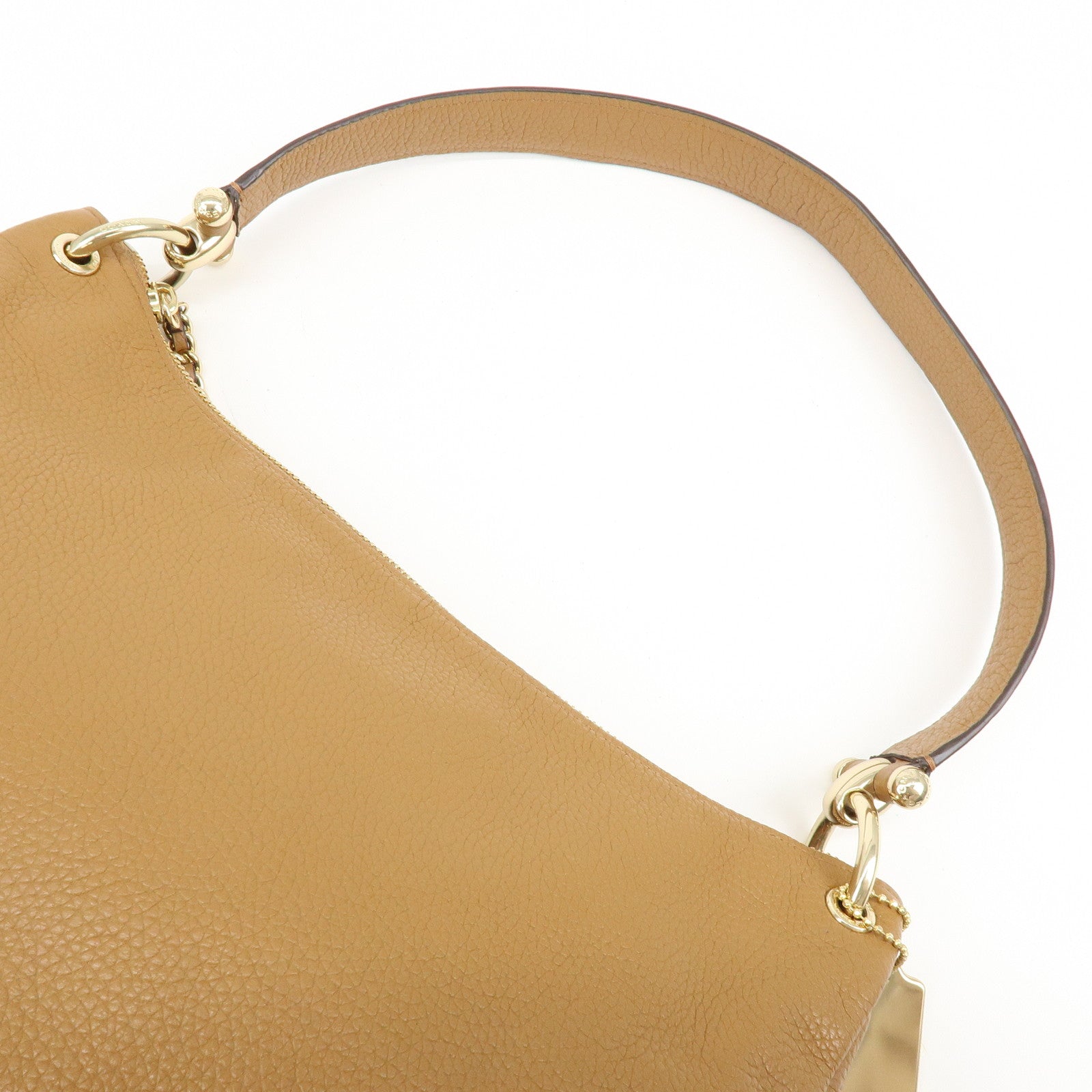 COACH Logo Leather Shoulder Bag Hand Bag Camel