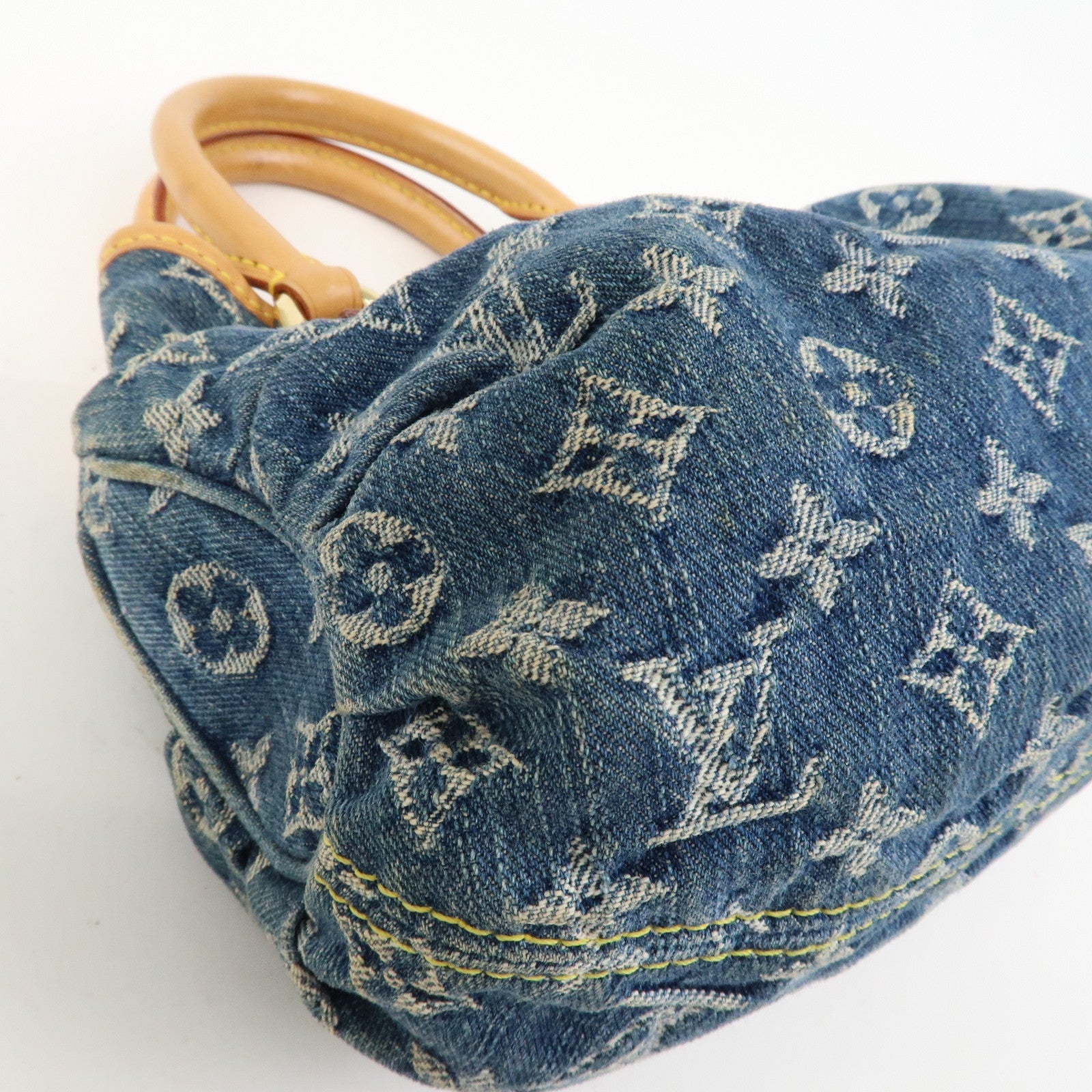 Louis Vuitton Monogram Denim Pleaty Hand Bag Blue M95020