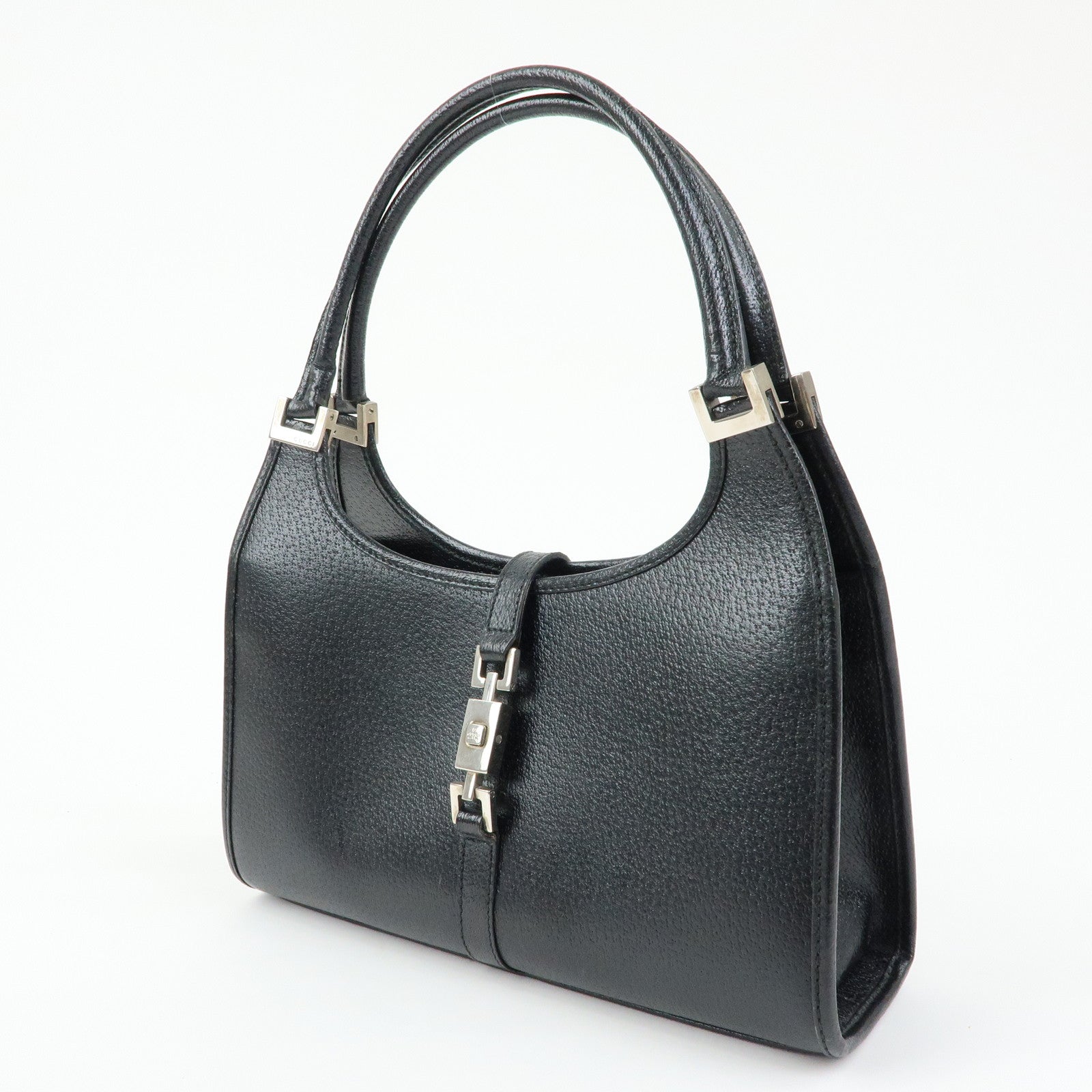 GUCCI Jackie Leather Hand Bag Black 0021068