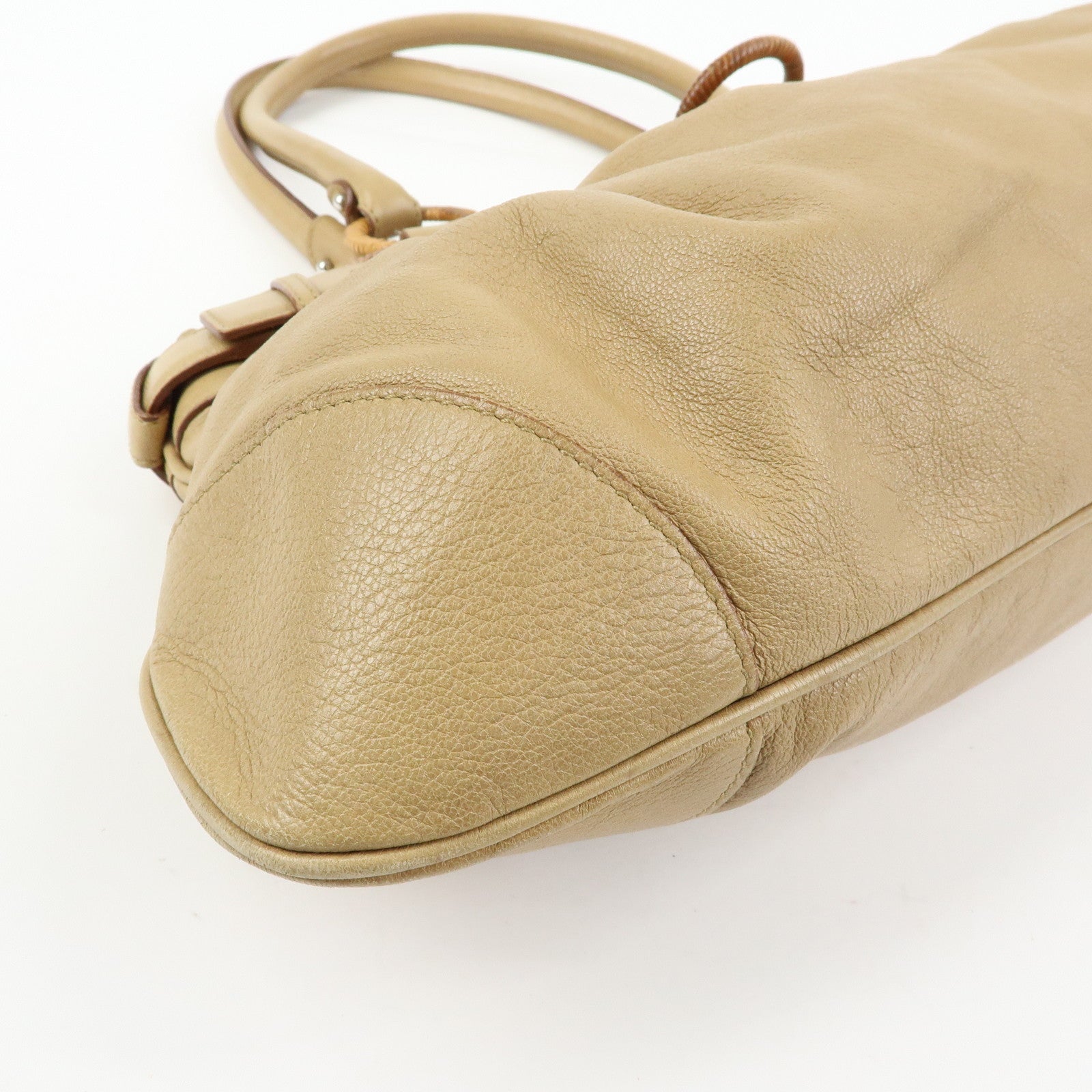 Ferragamo Gancini Leather Rattan Shoulder Bag Light Brown