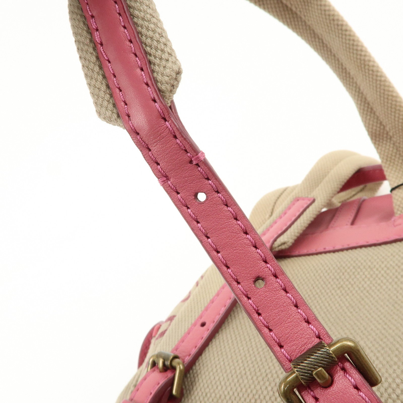BURBERRY Children Canvas Leather Mini Rucksack Backpack Beige Pink