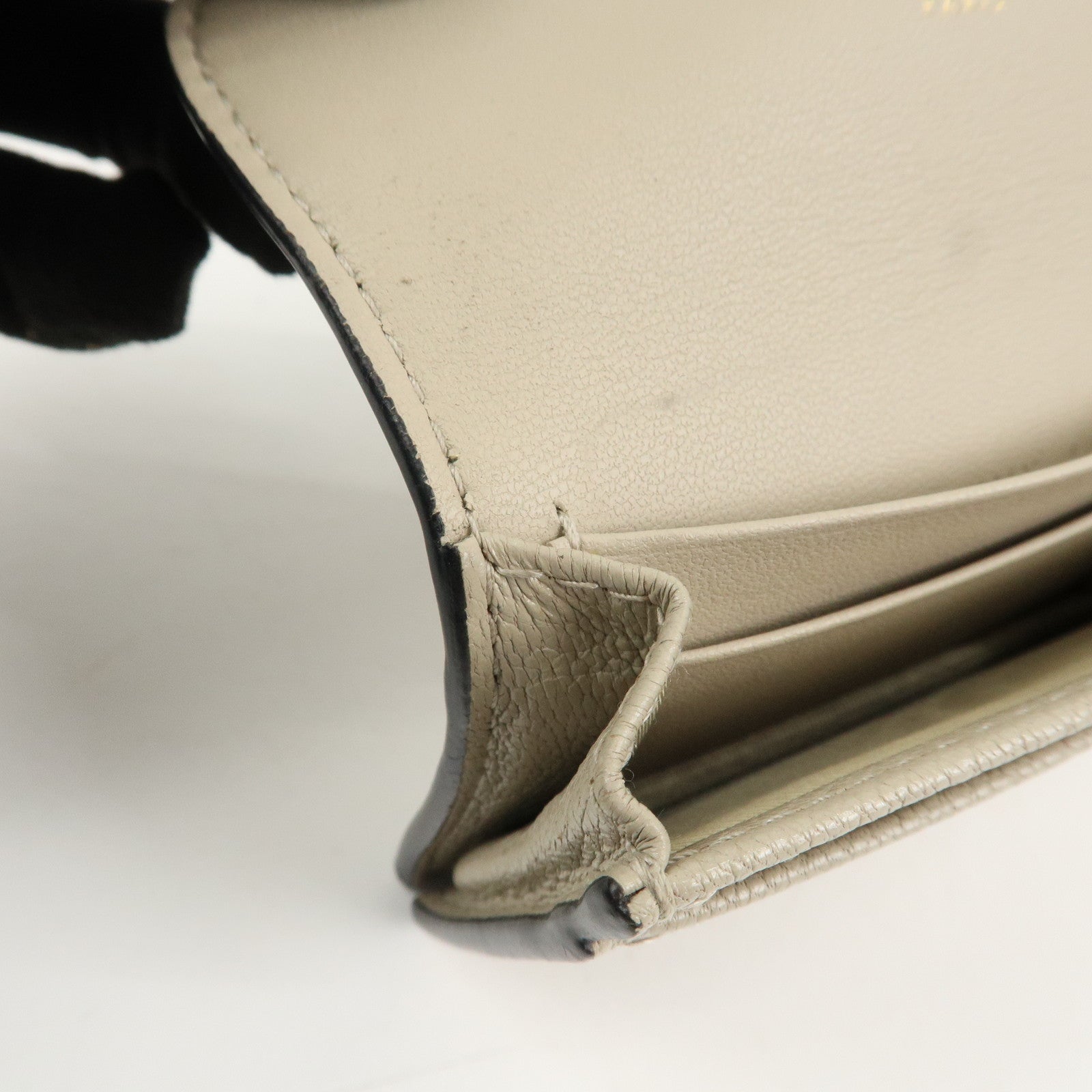 Christian Dior Leather Card Case Beige Gold HDW 44-MA-0248 Used