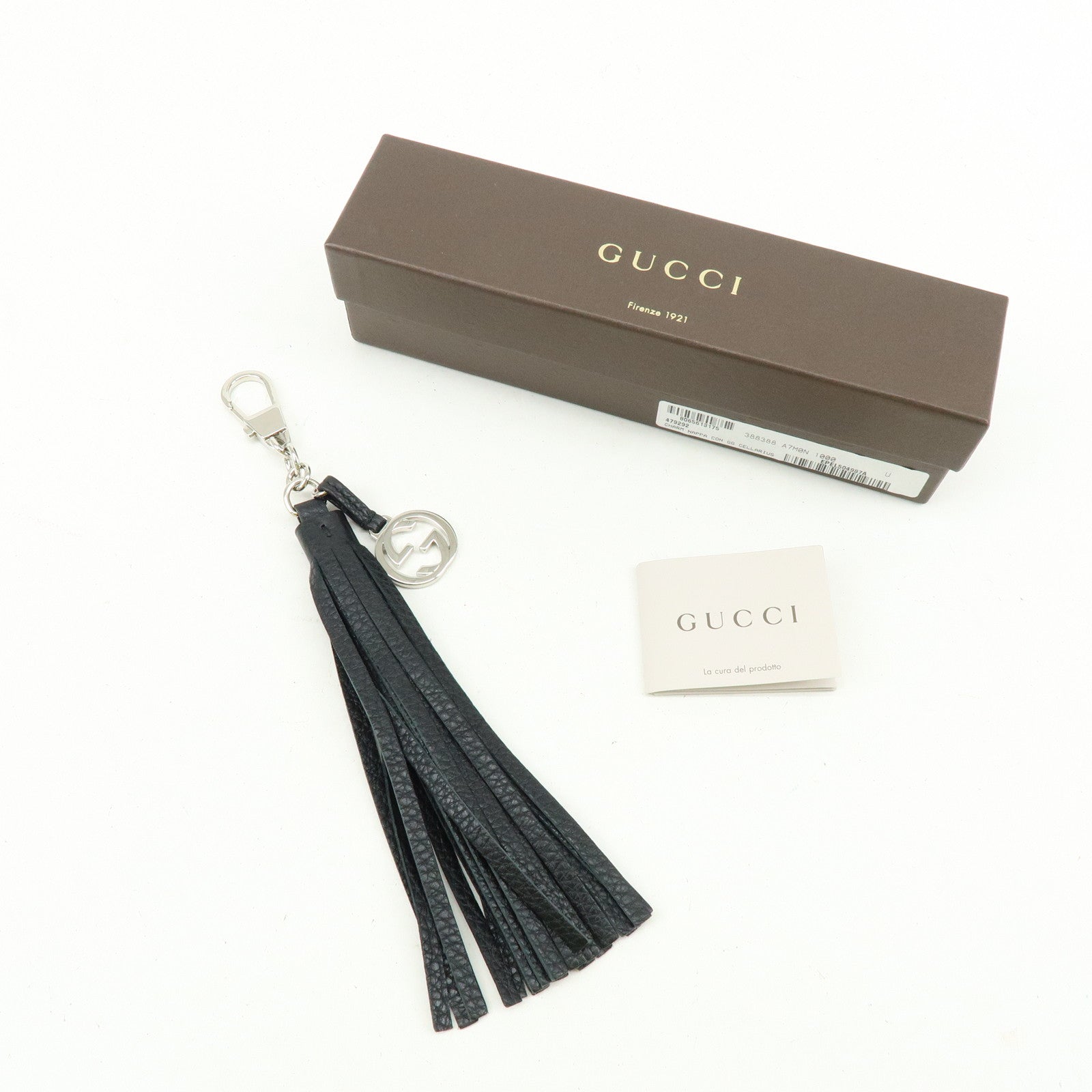 GUCCI Interlocking G Tassel Bag Charm Key Charm Black