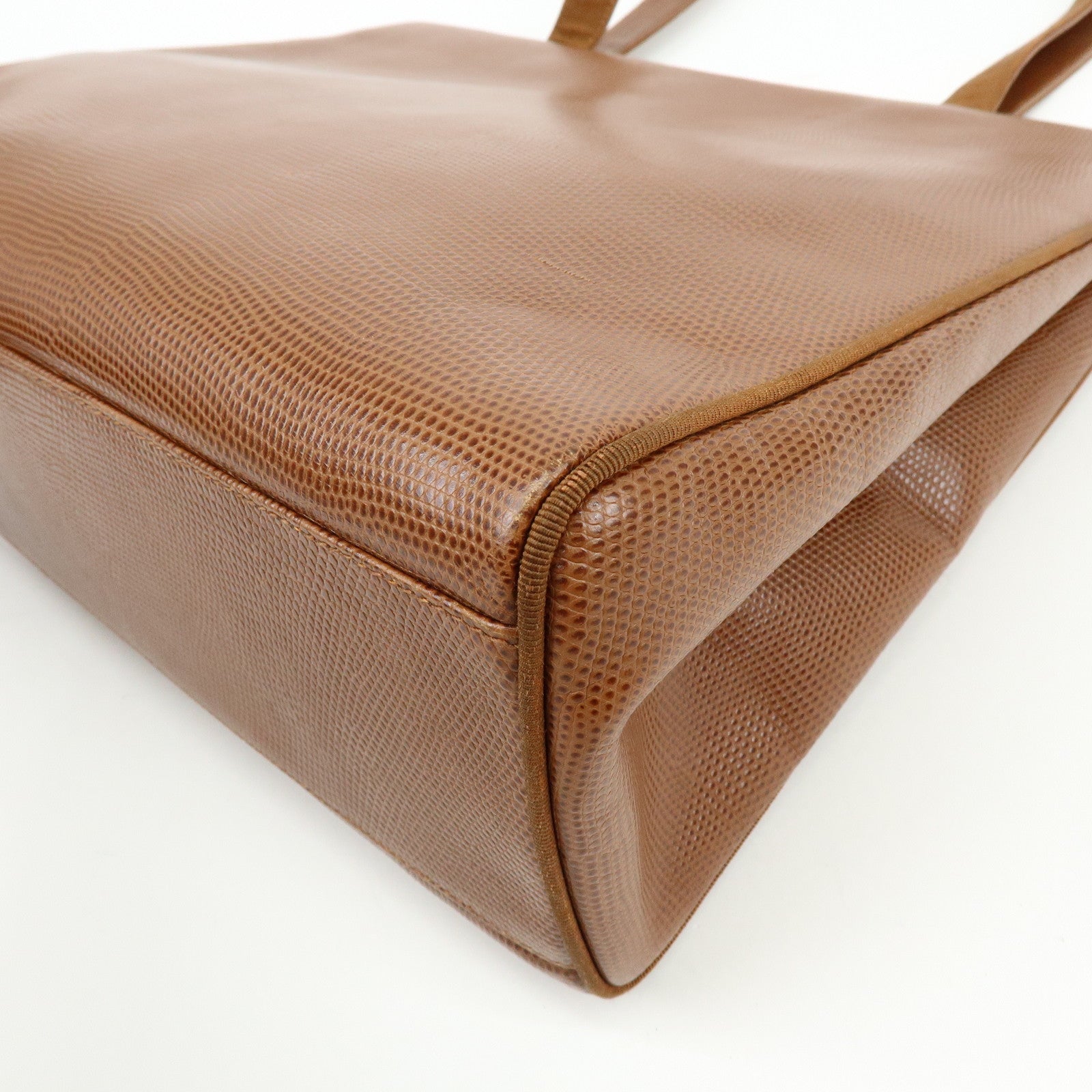 Ferragamo Vara Embossed Leather Tote Bag Shoulder Bag Brown