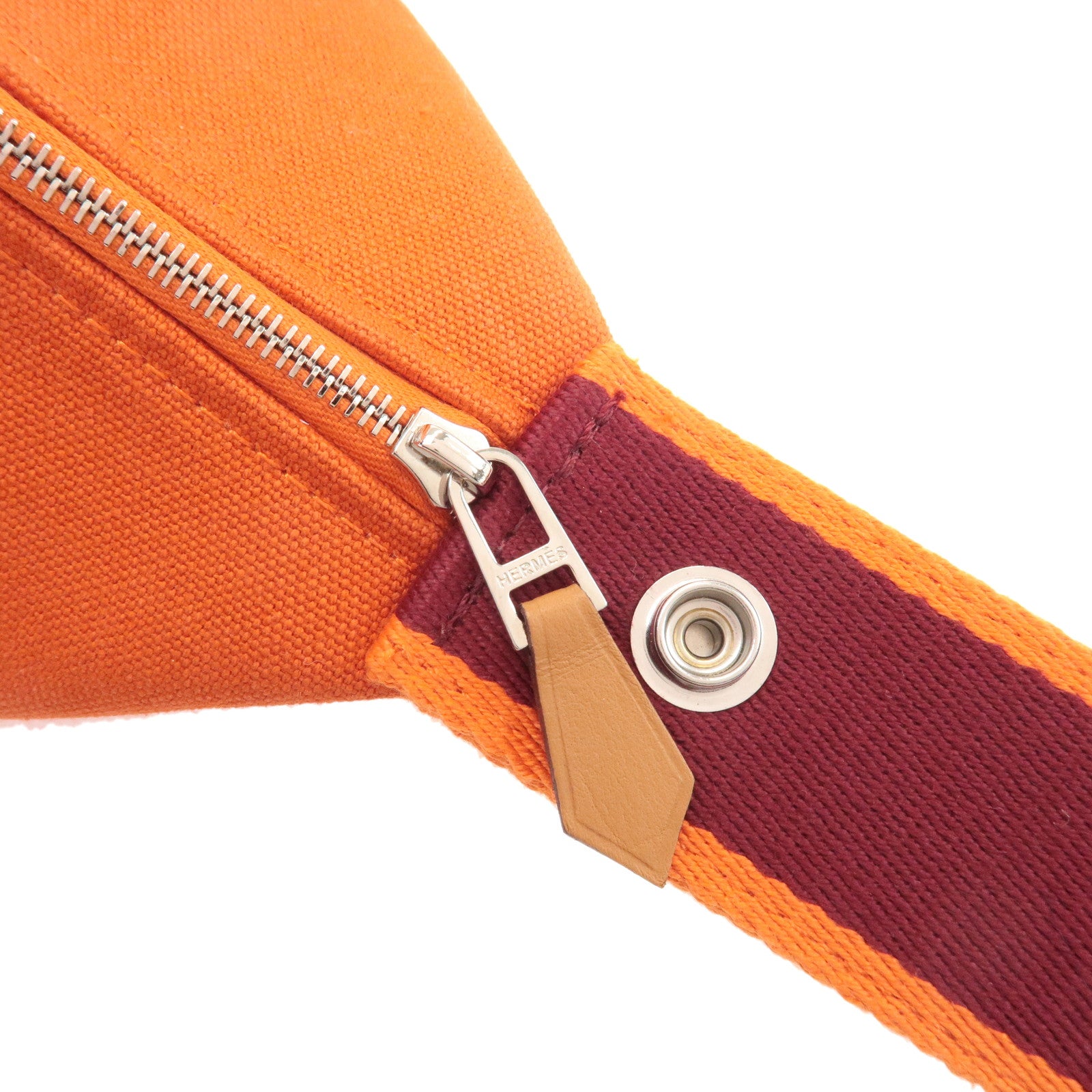 HERMES Canvas Bride A Brac PM Hand Bag Orange Silver HDW Used