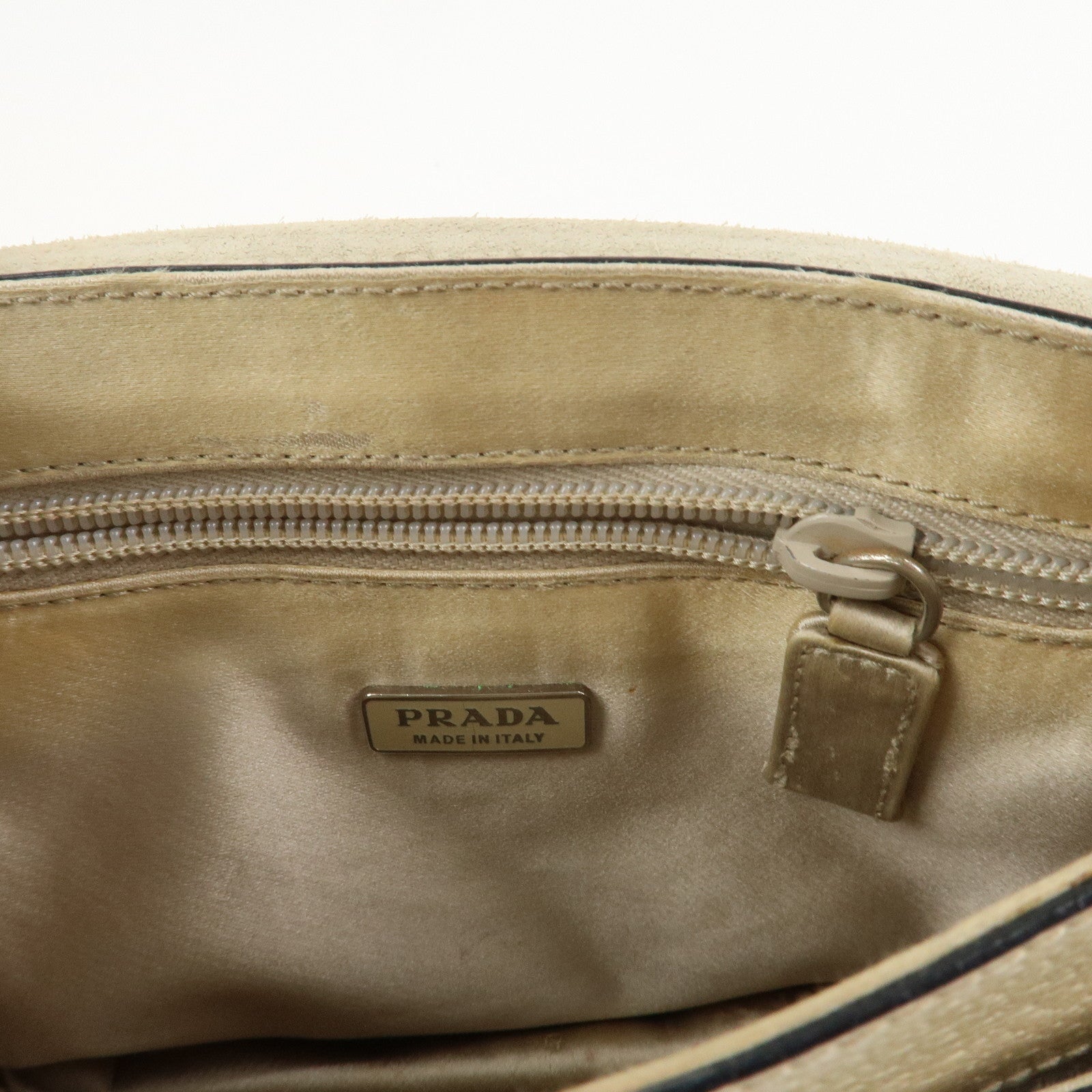 PRADA Logo Leather Shoulder Bag Hand Bag Ivory