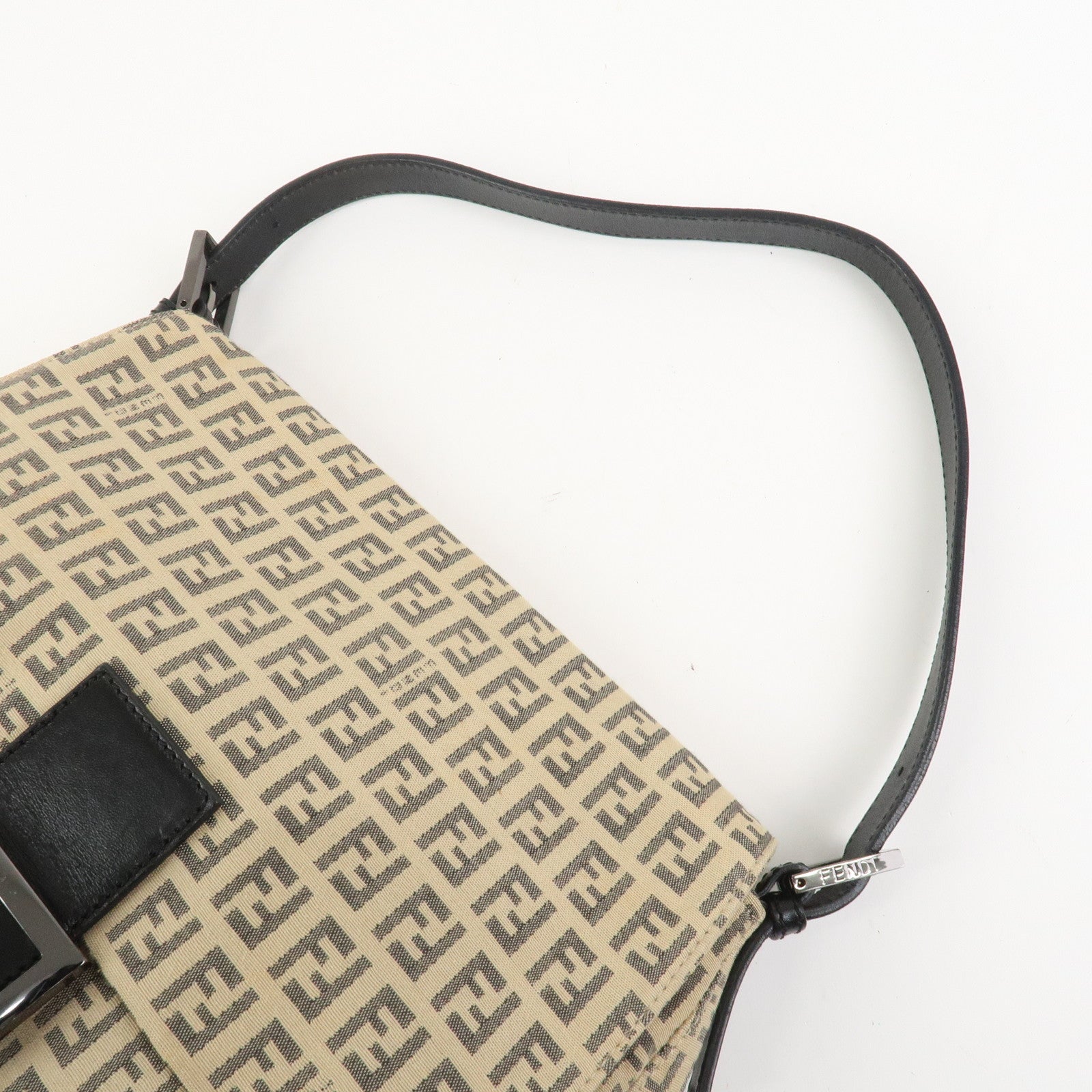 FENDI Zucchino Mamma Baguette Canvas Leather Shoulder Bag 8BR001