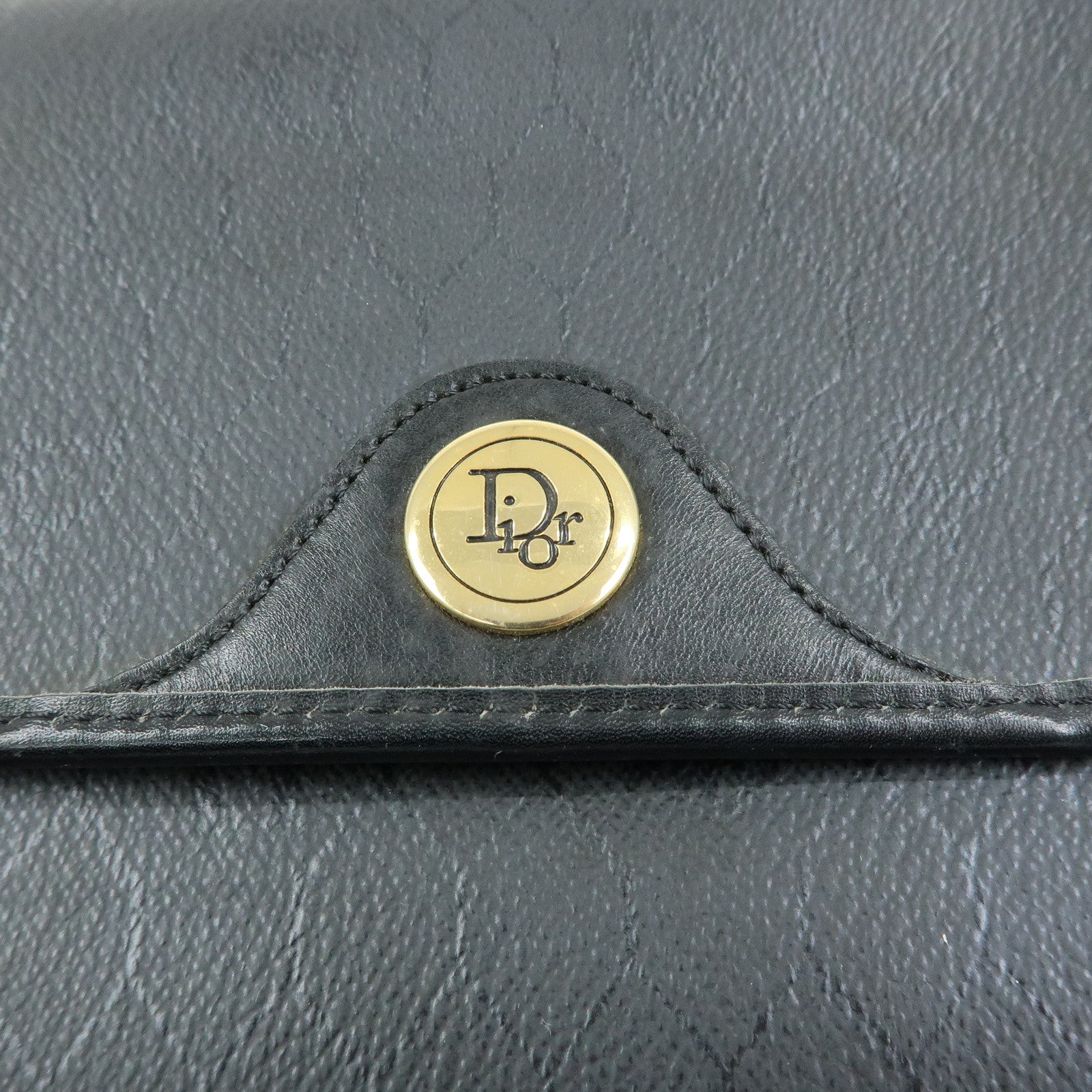 Christian Dior Honeycomb PVC Leather Shoulder Crossbody Bag Black