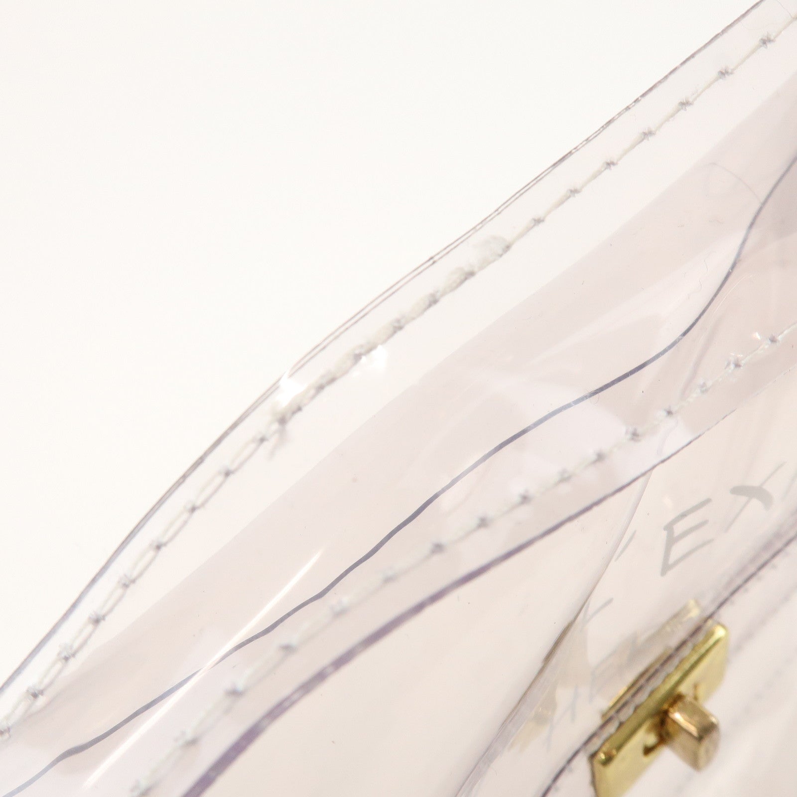 HERMES Kelly Vinyl Hand Bag Clear Gold