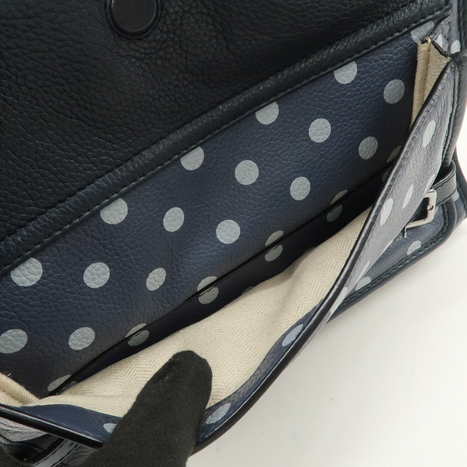 LOEWE Amazona Cruz Leather 2Way Bag Hand Bag Shoulder Bag Navy