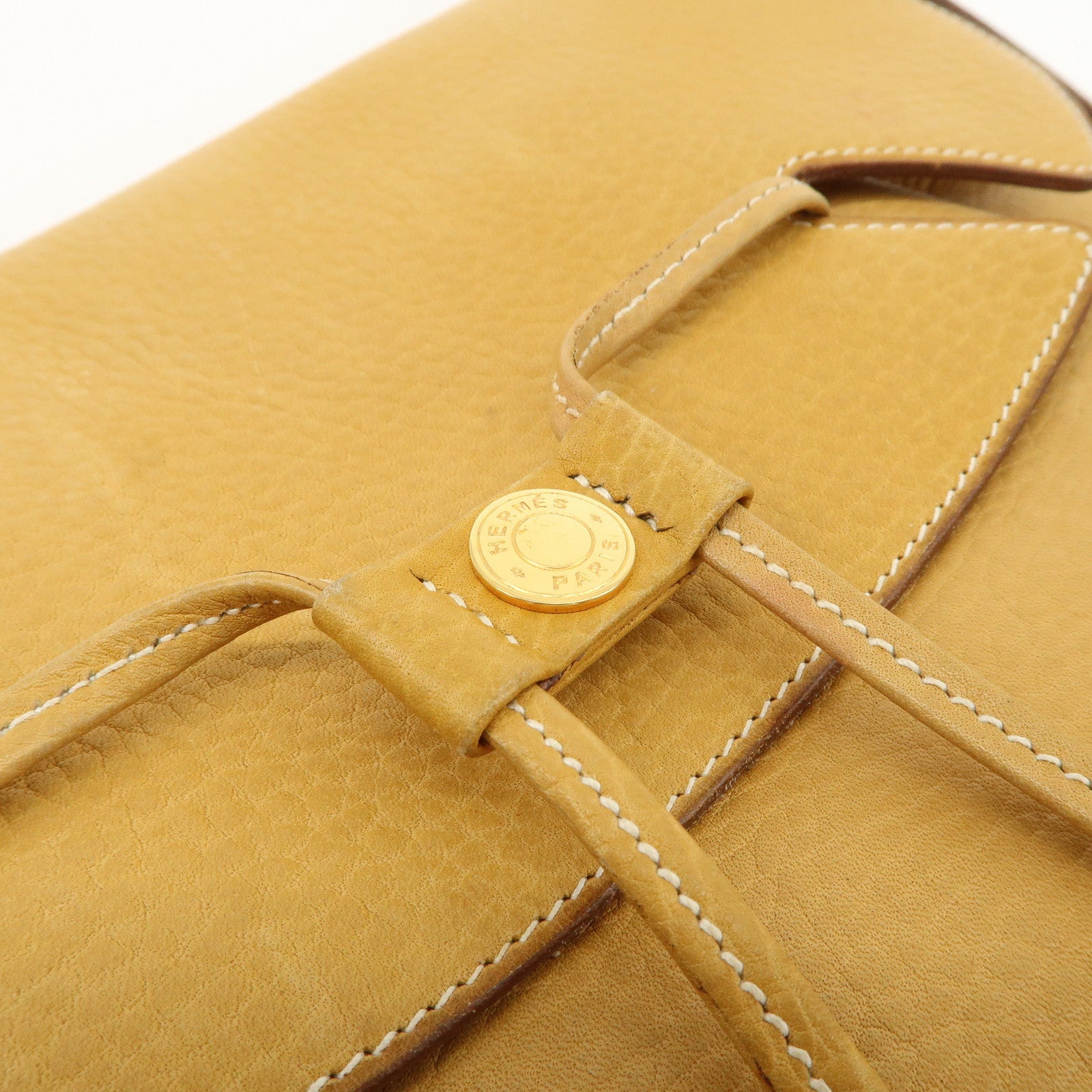 HERMES Fjord Leather Shoulder Bag OI Stamped Light Brown