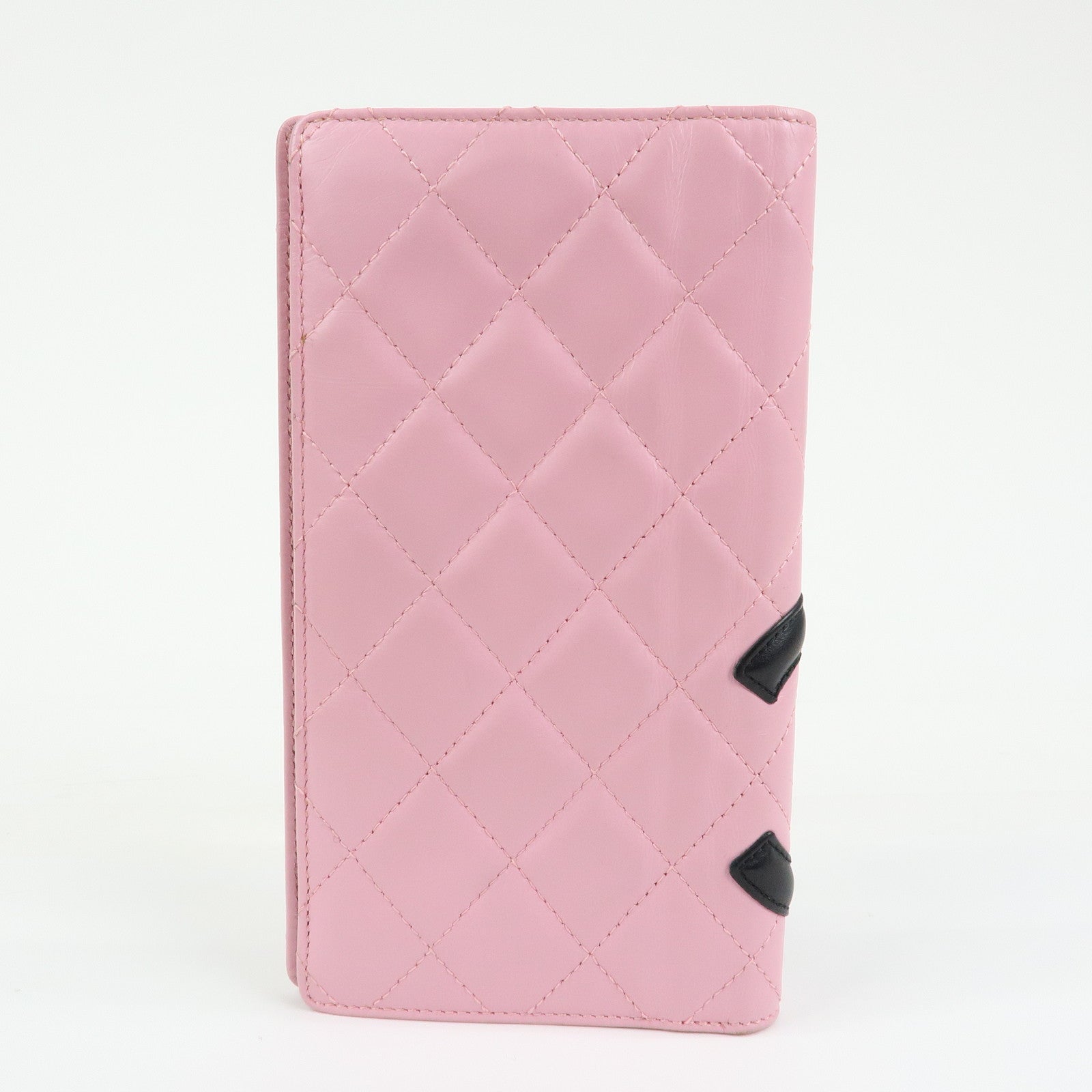 CHANEL Cambon Line COCO Mark Lambskin Long Wallet Pink A26717