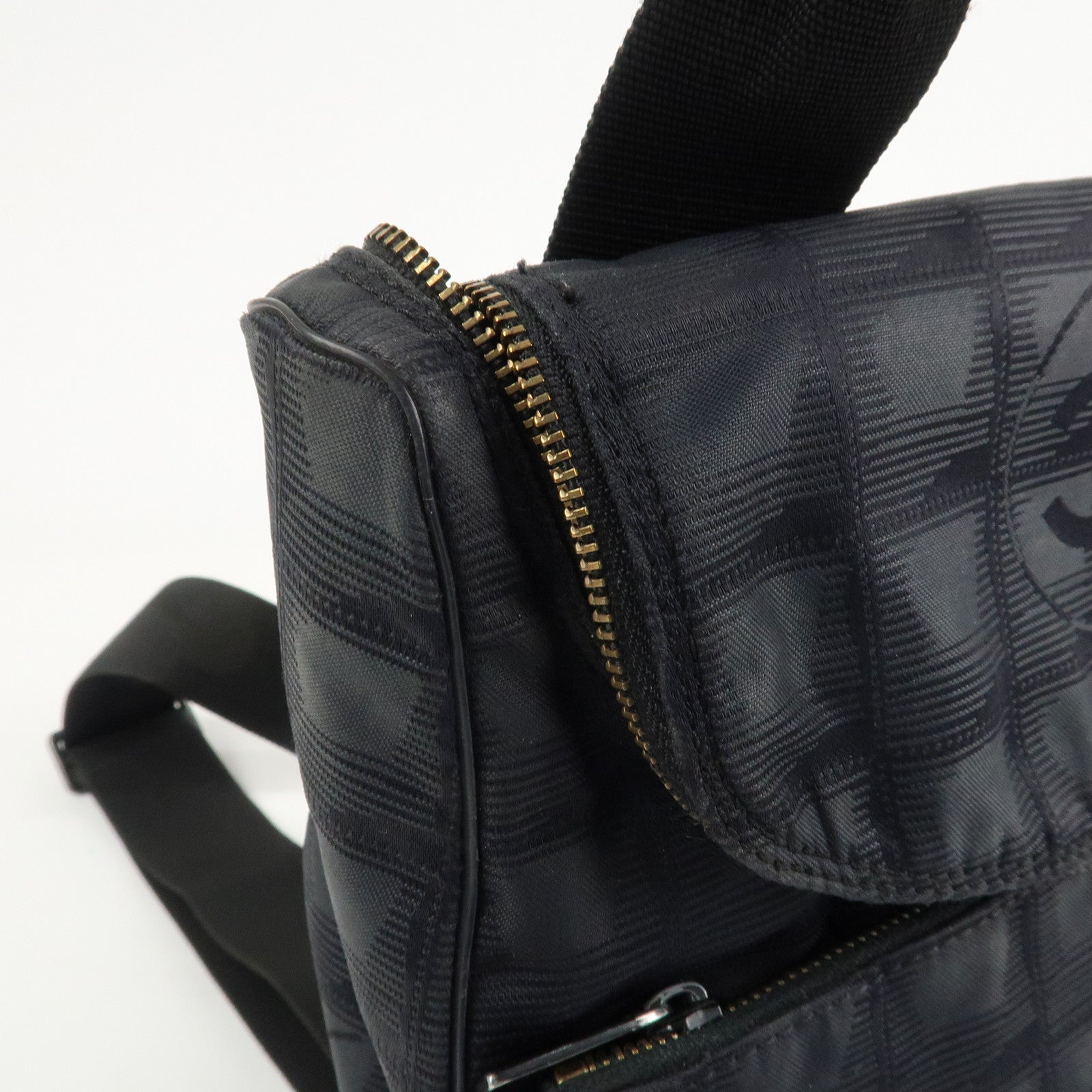 CHANEL New Travel Line Nylon Jacquard Leather 2Way Bag Black A15958