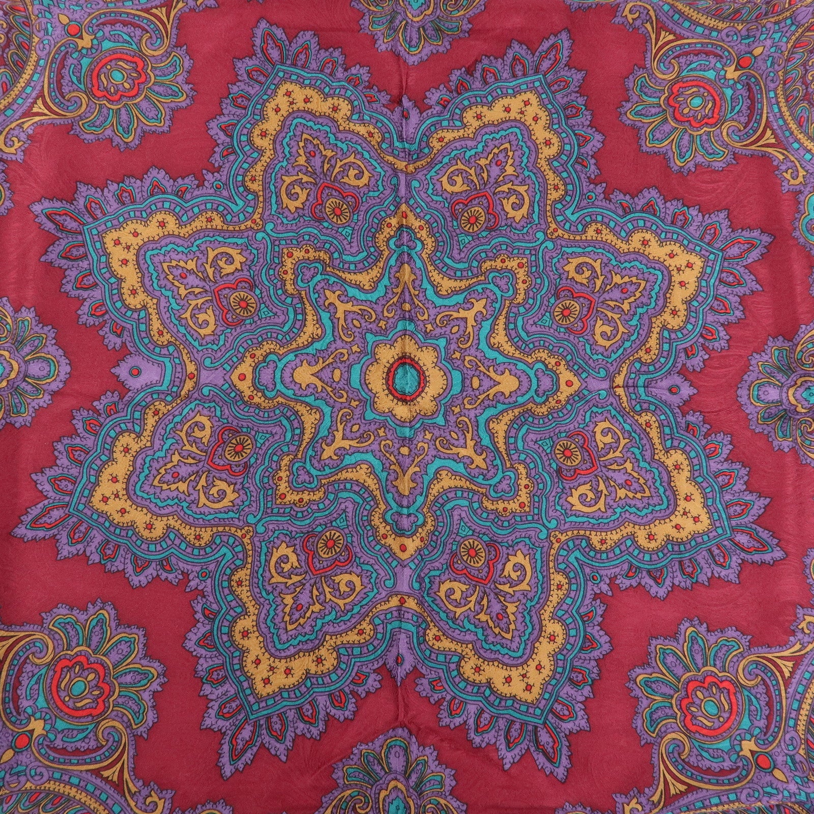Christian Dior Silk 100% Scarf Paisley Pattern Bordeaux Purple