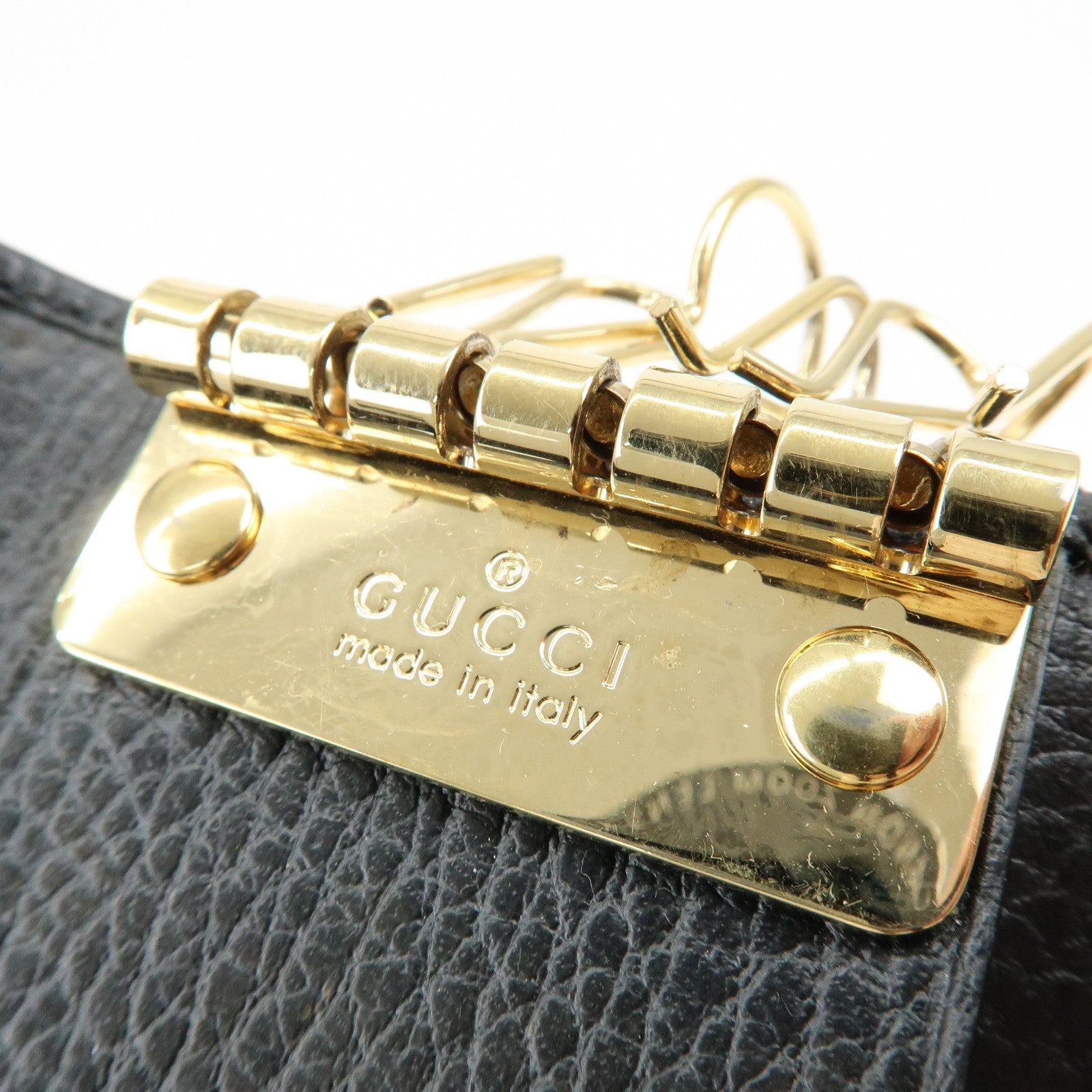 GUCCI Double G Leather 6 Key Case Key Holder Black 456118