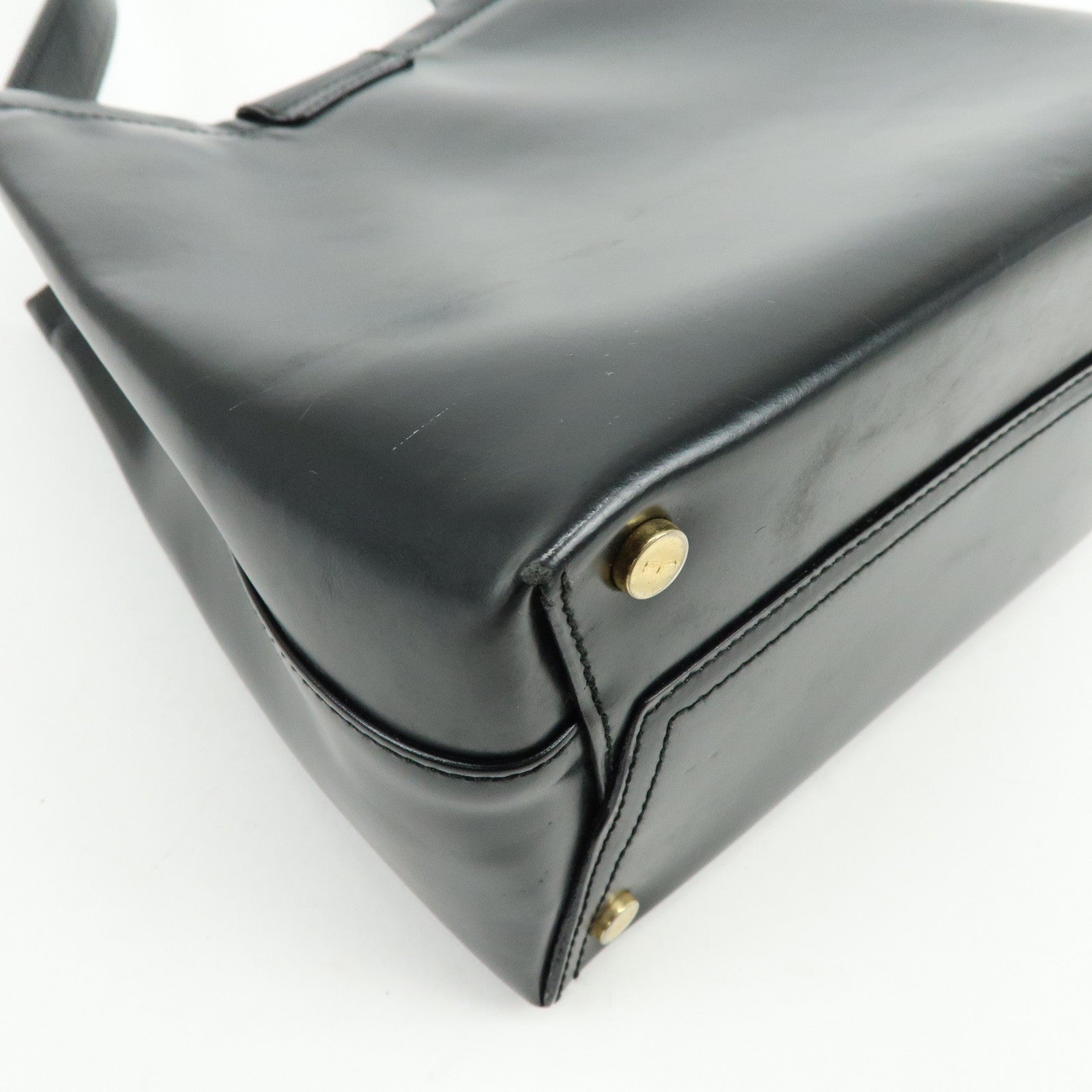 Ferragamo Vara Leather Shoulder Bag Hand Bag Black
