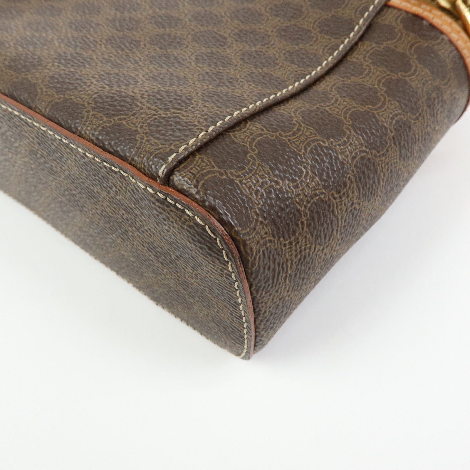 CELINE Macadam PVC Leather 2Way Bag Hand Shoulder Bag Pouch Brown