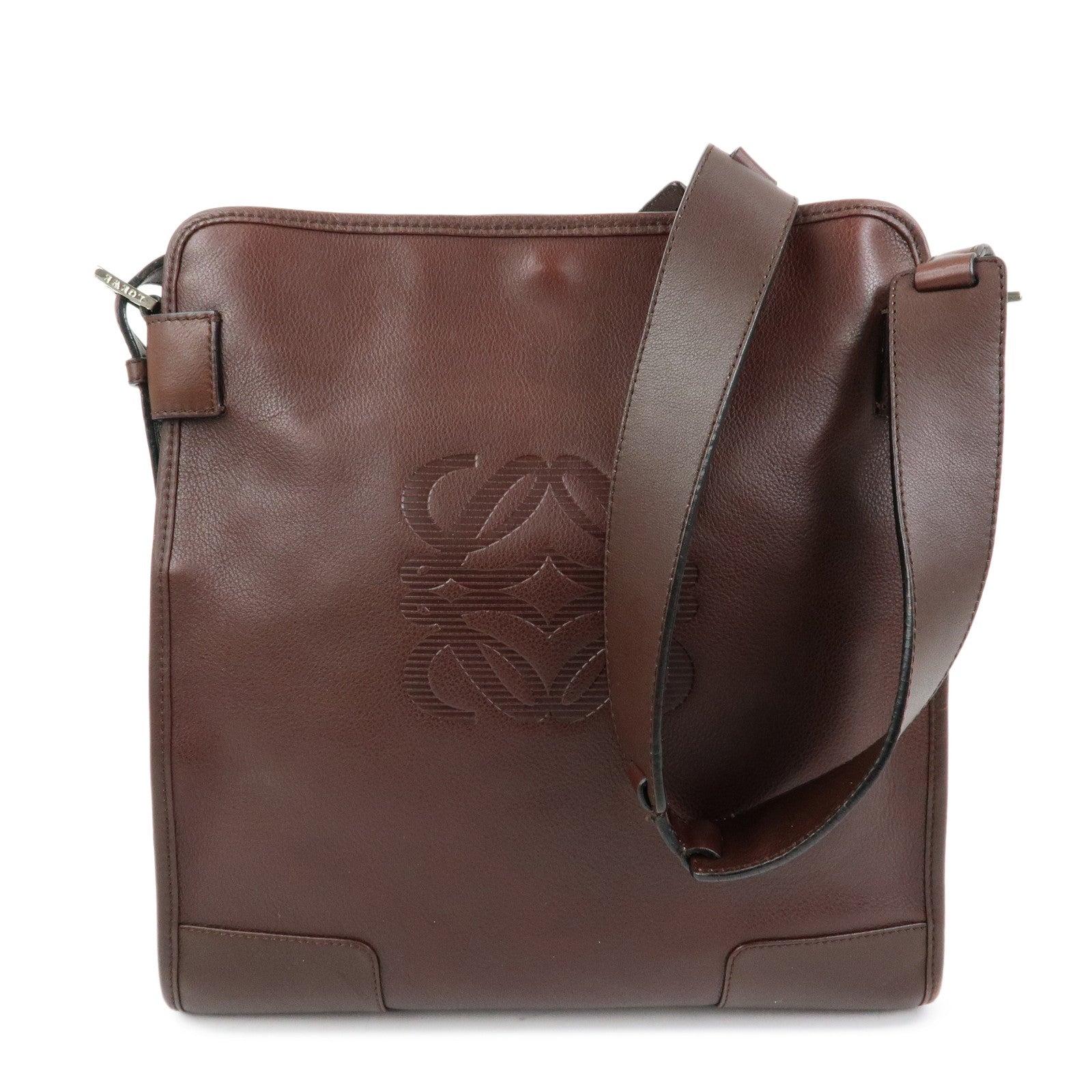 LOEWE Anagram Leather Shoulder Bag Messenger Bag Brown