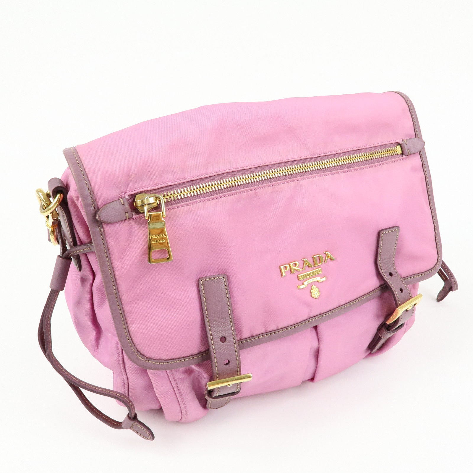 PRADA Nylon Saffiano Leather Shoulder Bag Crossbody Bag Purple