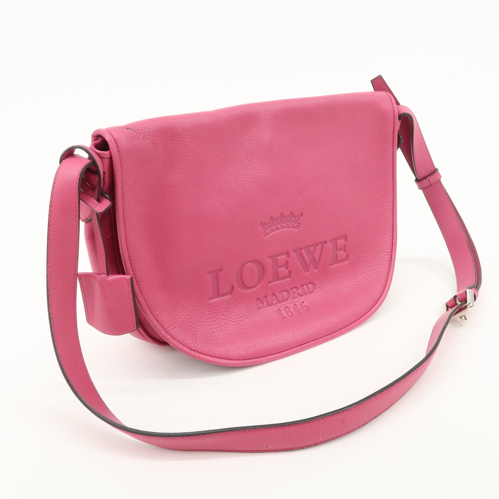 LOEWE Heritage Leather Shoulder Bag Crossbody Bag Pink