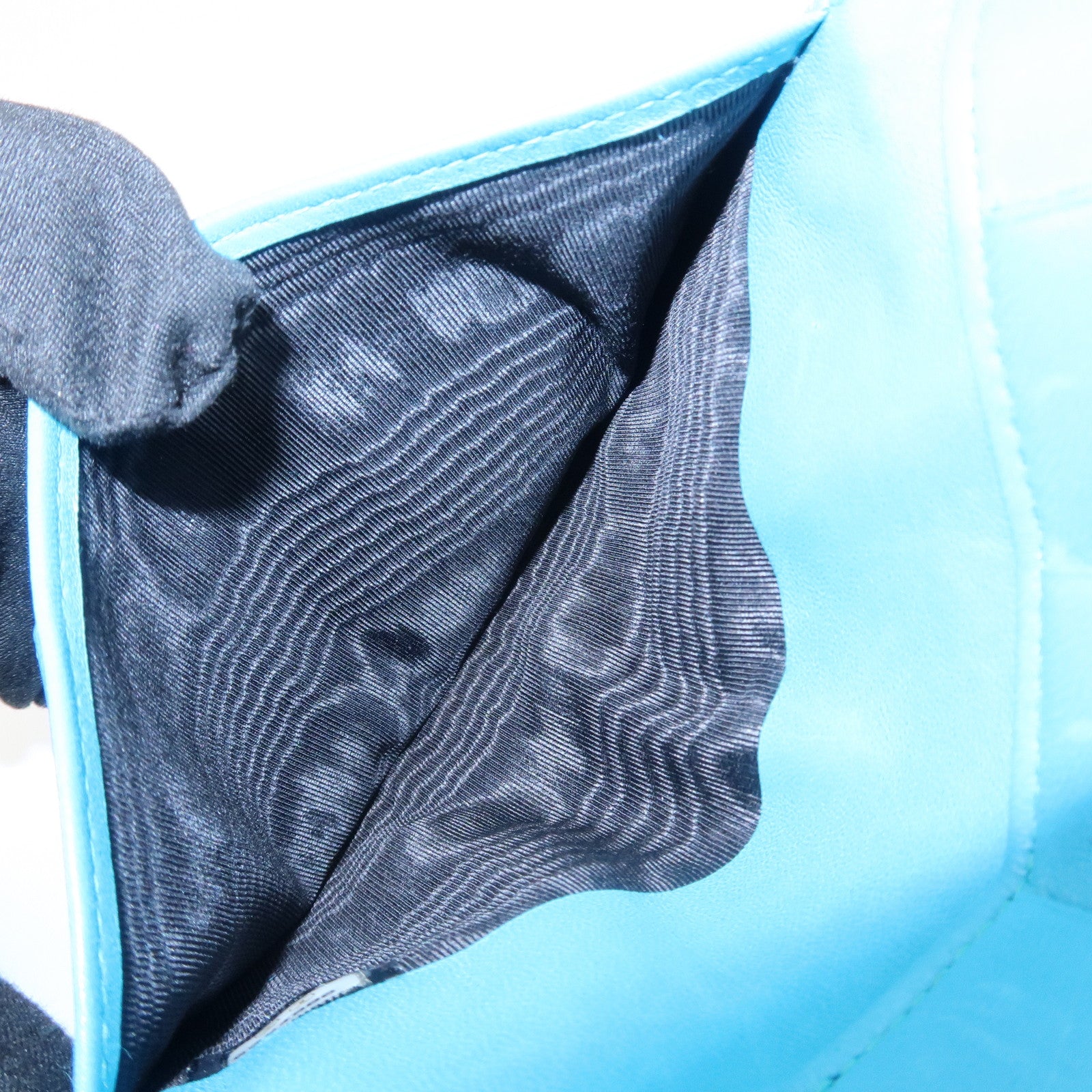 CHANEL Canvas Leather Chain Passport Case Black Multicolor