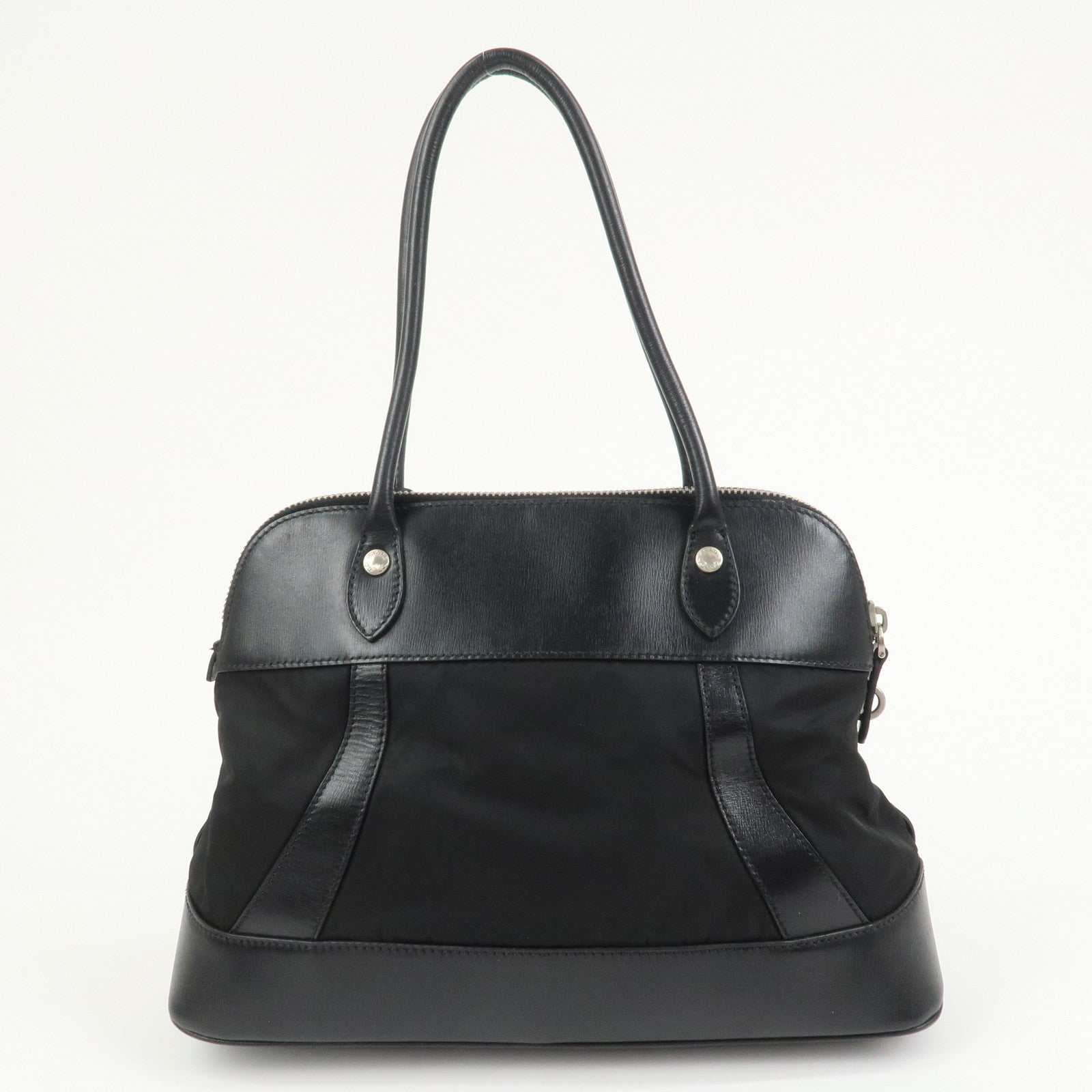 PRADA Triangle Logo Nylon Leather Shoulder Bag Hand Bag Black