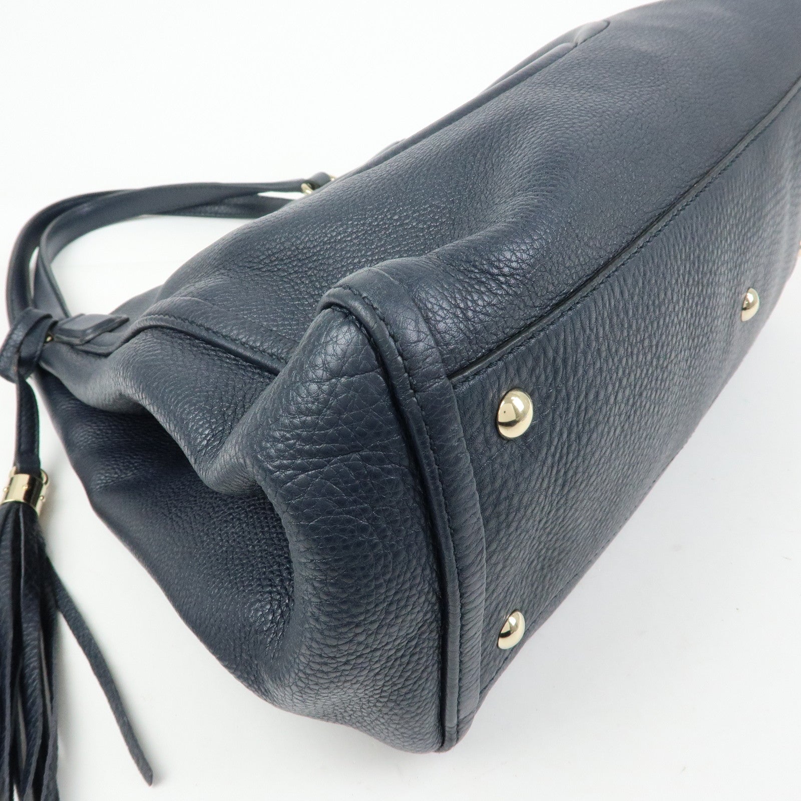 GUCCI SOHO Interlocking G Leather Tote Bag Shoulder Bag Navy 282309
