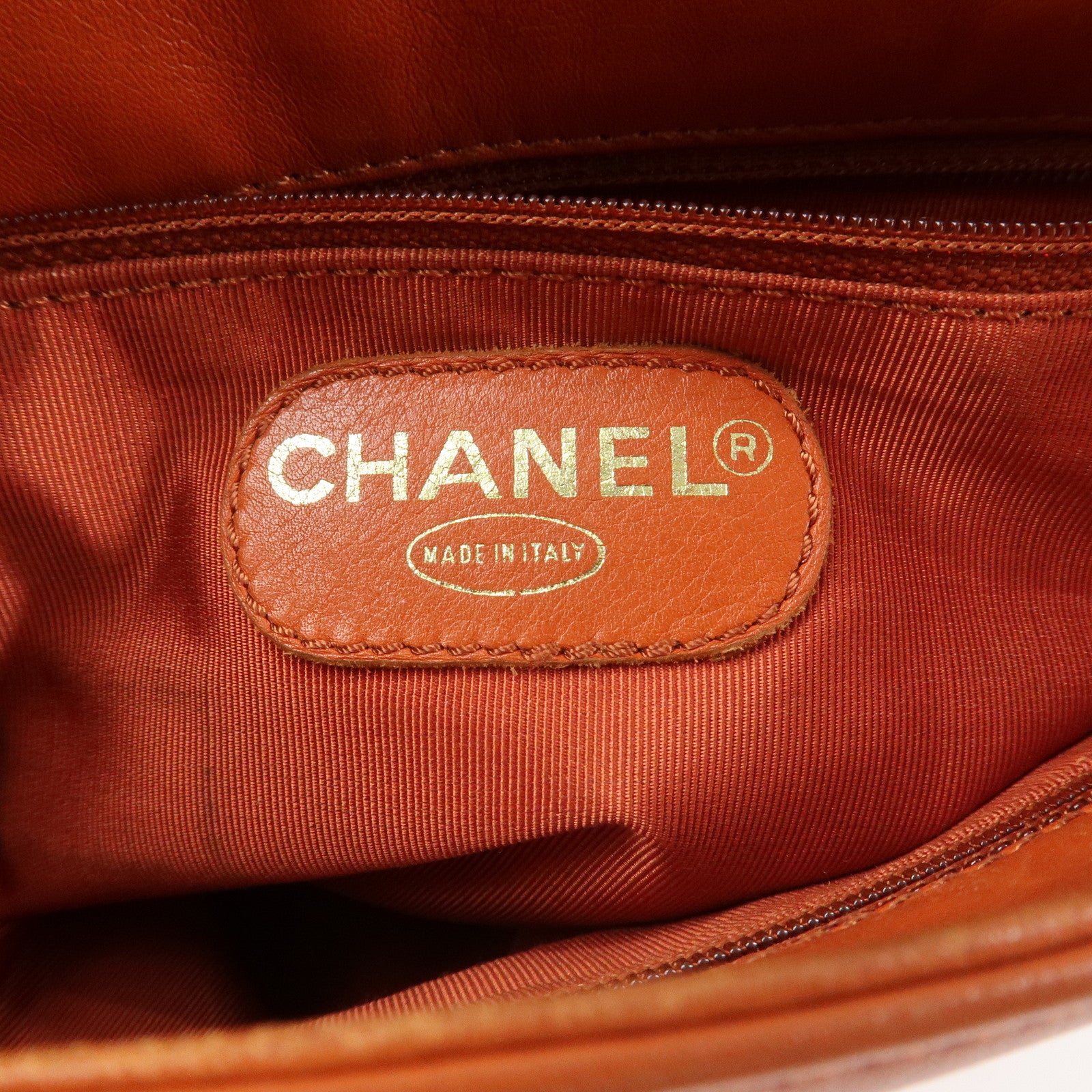 CHANEL COCO Mark Lamb Skin Shoulder Bag Orange