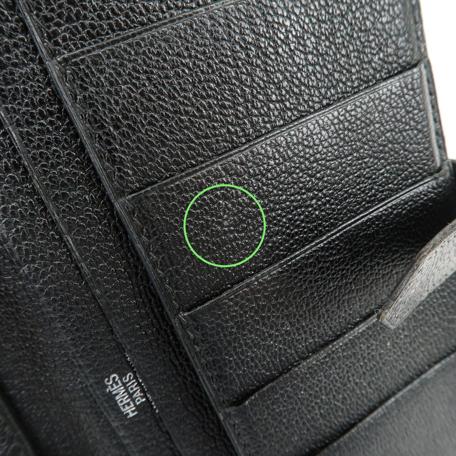 HERMES Bearn Veau Epsom Leather Bi-fold Long Wallet Black