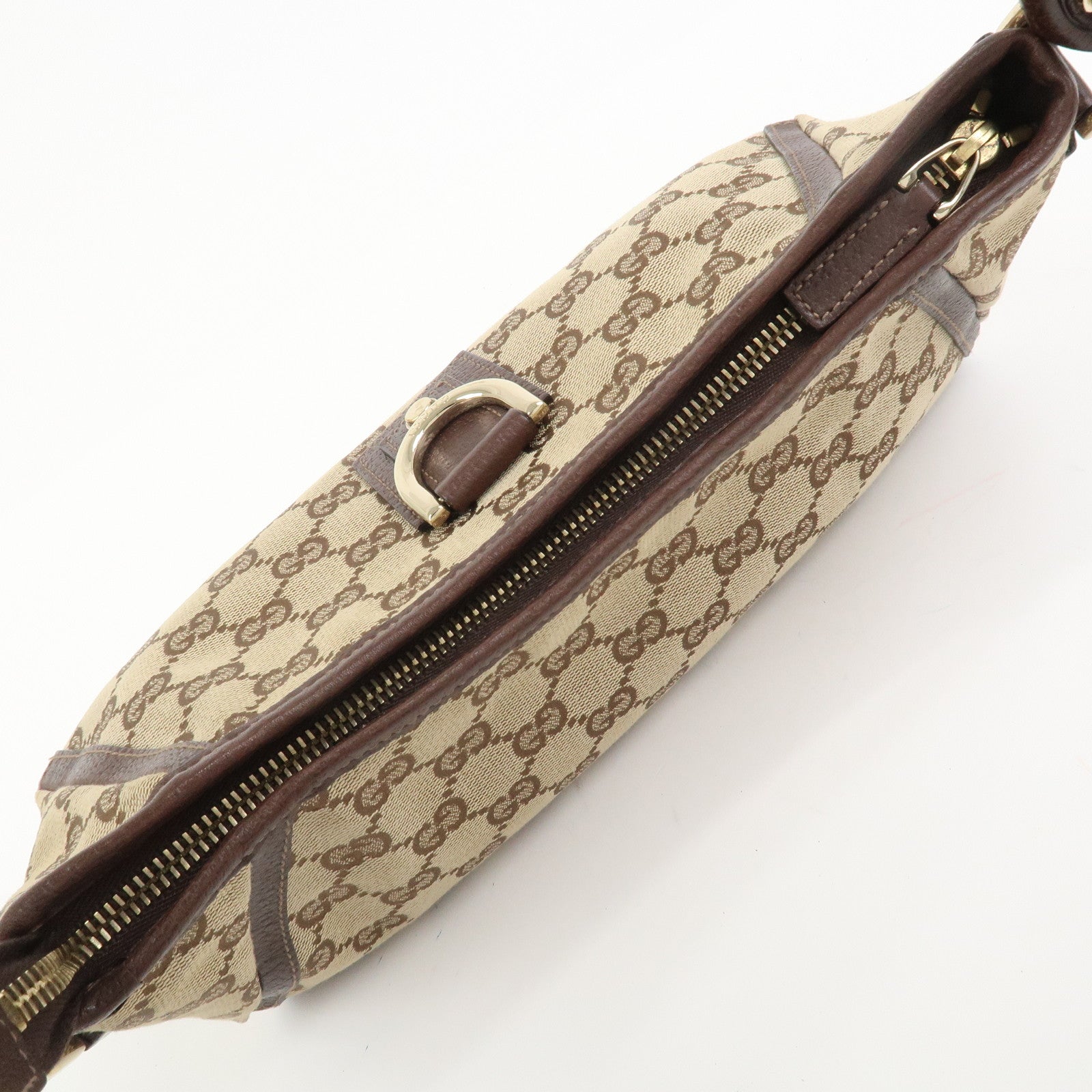 GUCCI Abbey GG Canvas Leather Shoulder Bag Hand Bag Beige 130939