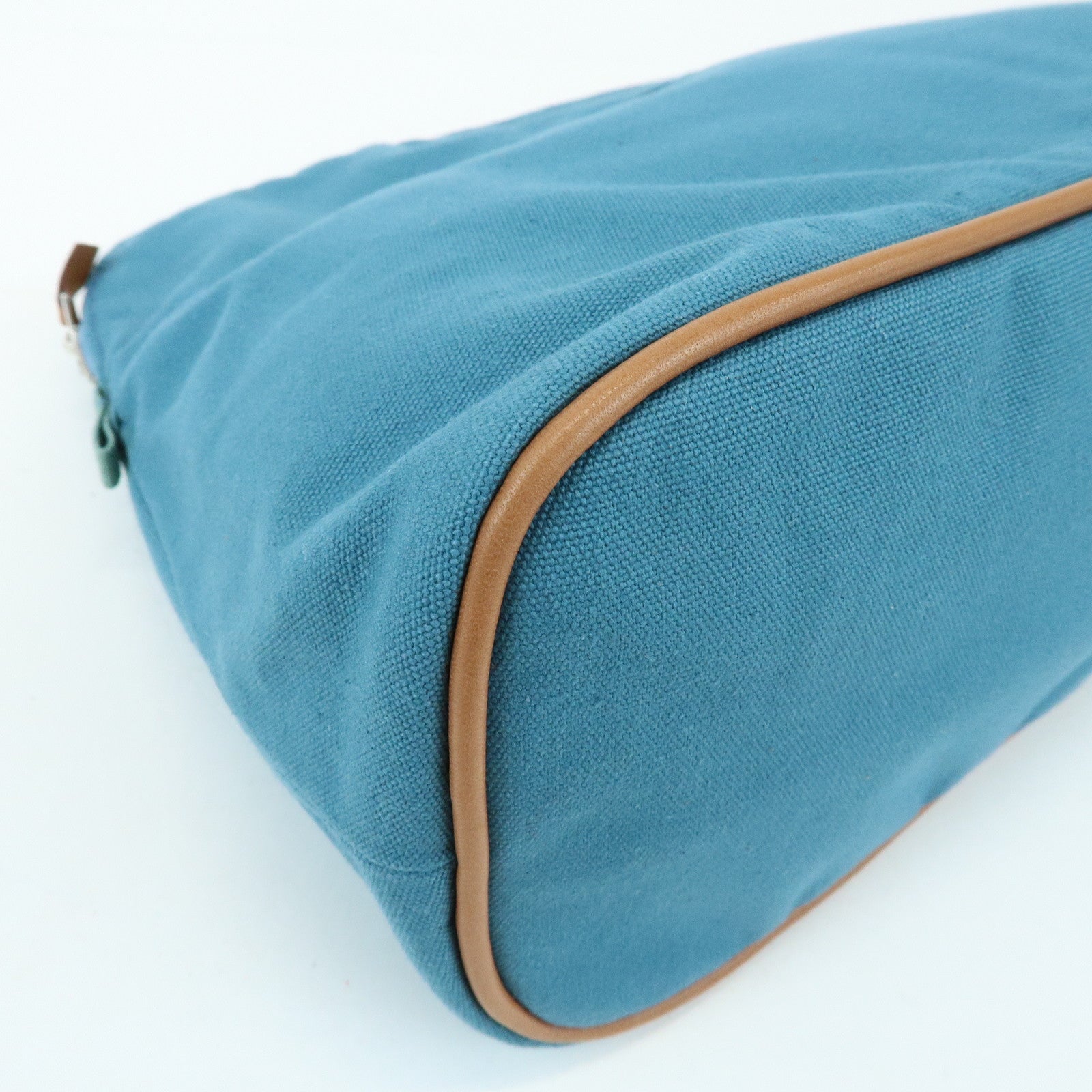 HERMES Cotton Canvas Bolide Cosmetic Pouch TGM Pouch Blue