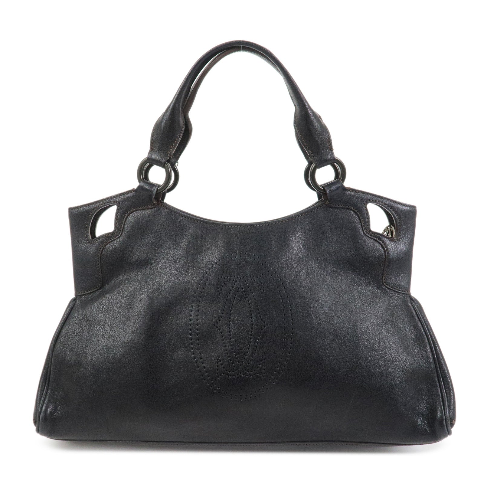 Cartier Marcello Leather Hand Bag Tote Bag Black